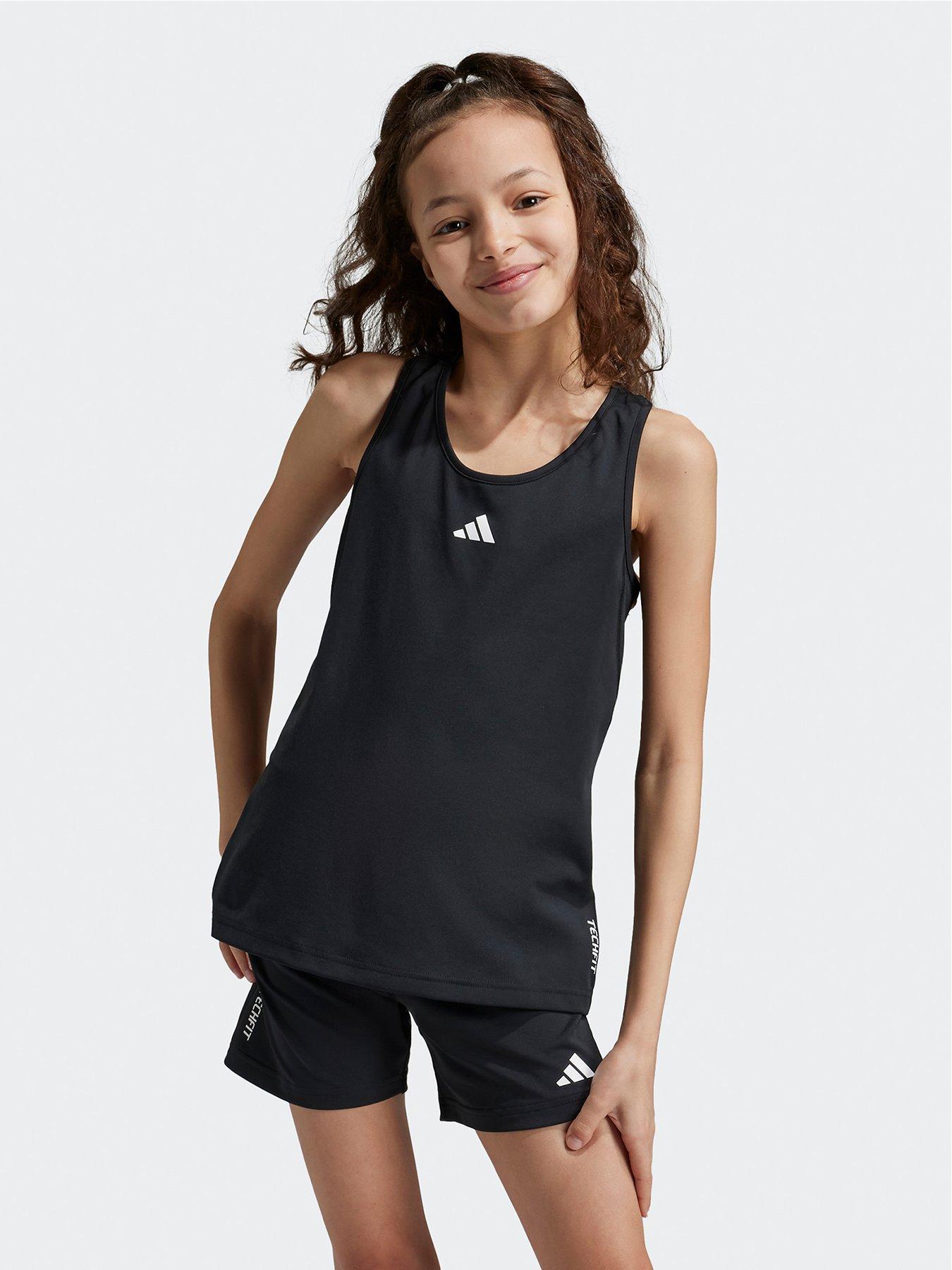adidas Junior Girls Training Tech Fit Tank - Black/White