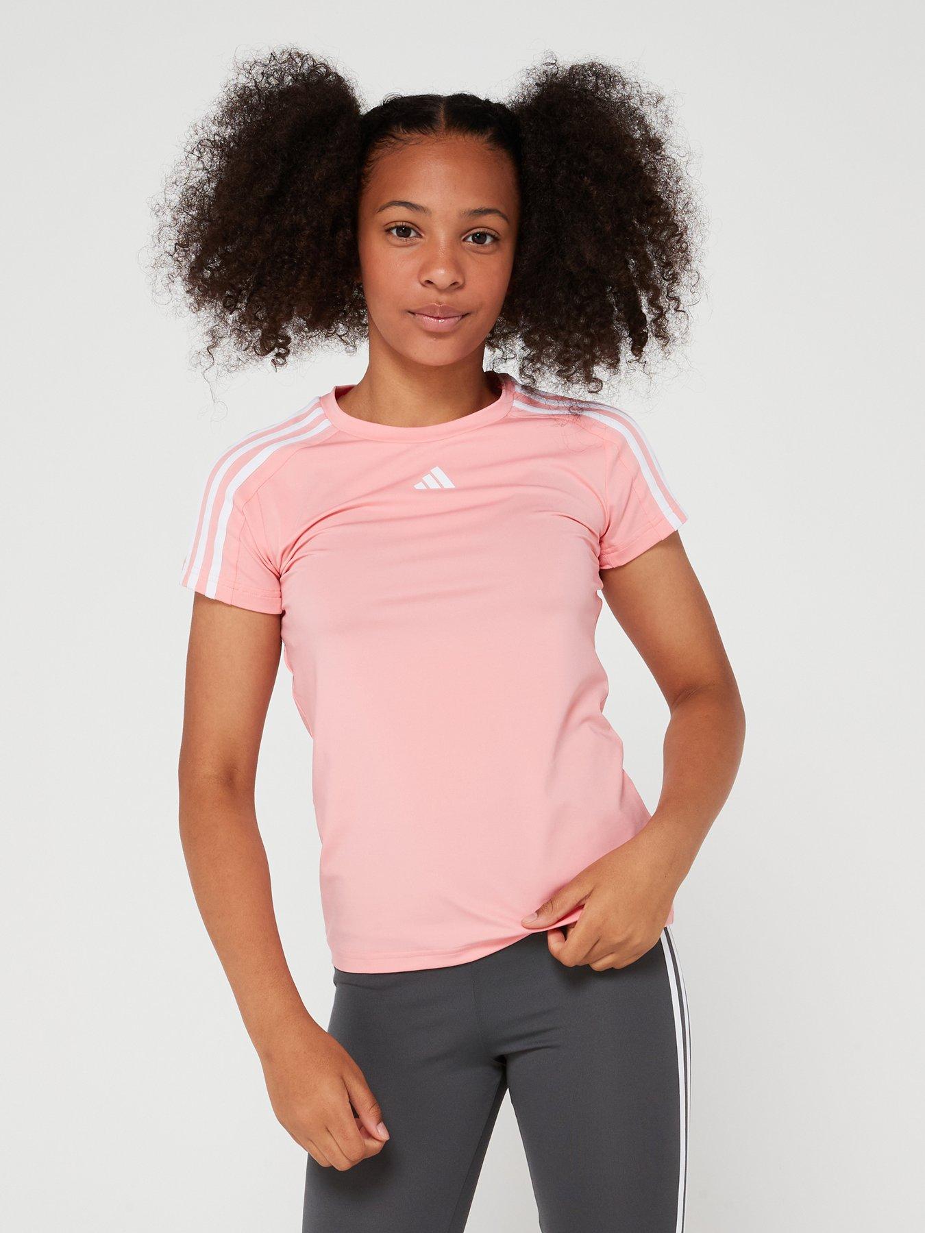 Adidas 3 stripe shirt pink online