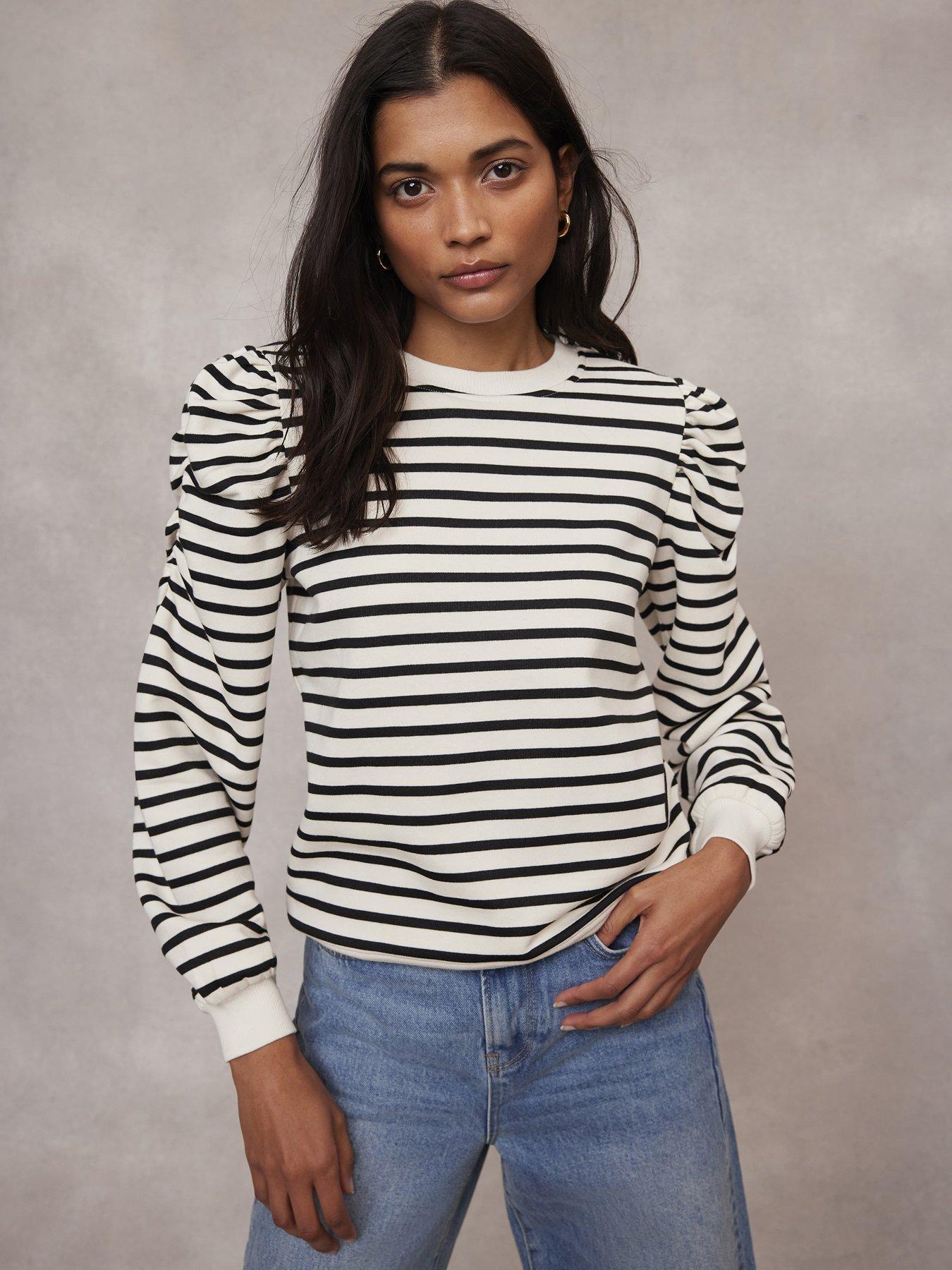 undefined Stripe Ruched Sweatshirt