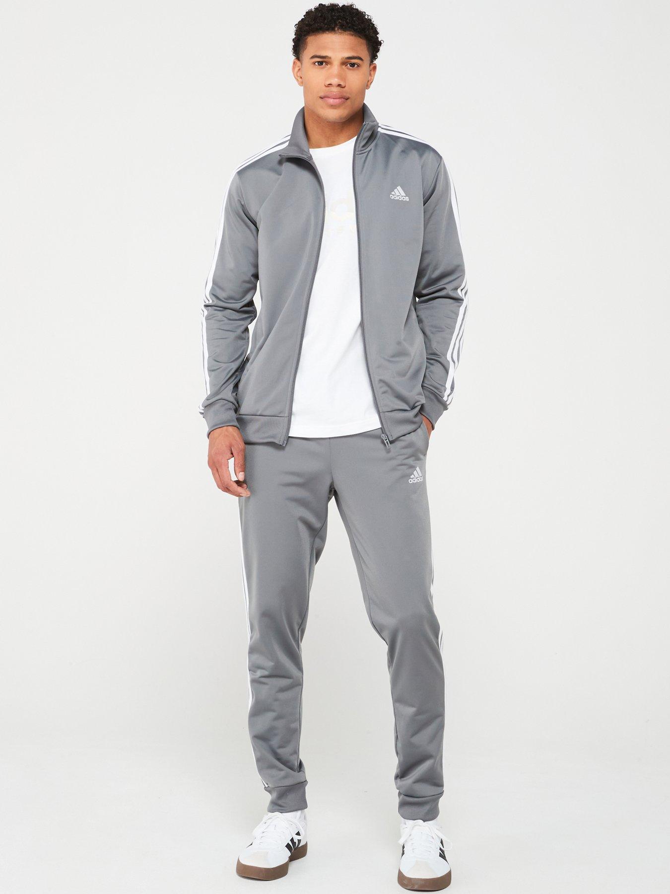 Mens 3 Stripe Tricot Tracksuit Grey