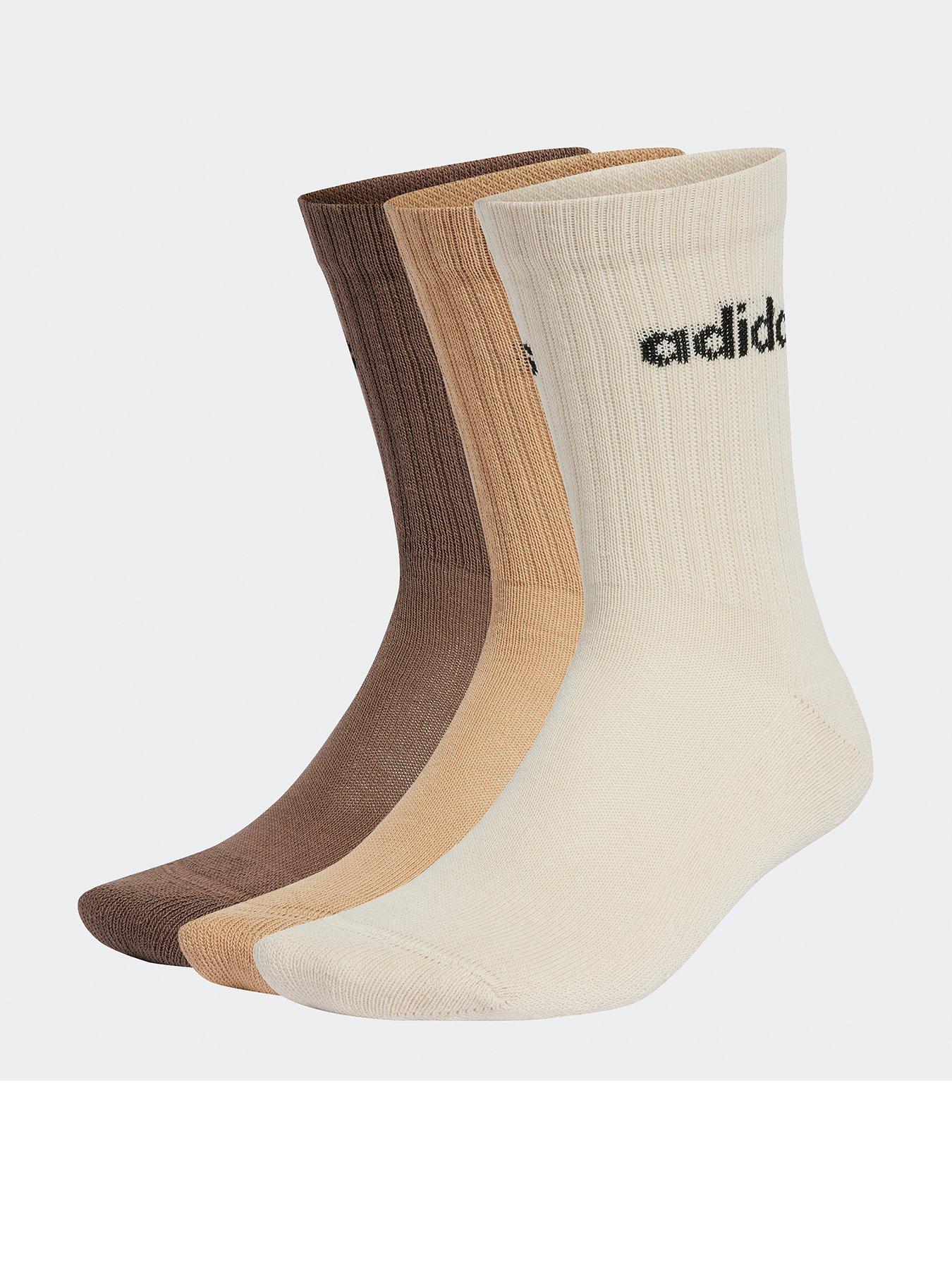 undefined Unisex Cushioned Linear Crew Socks - 3 Pack - Off White