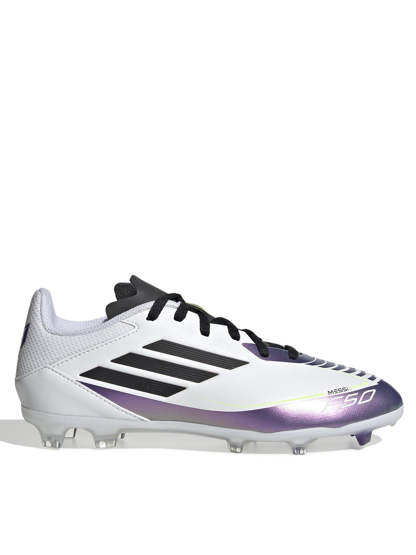 undefined Junior Messi F50 League Firm Ground Football Boots - White/Black