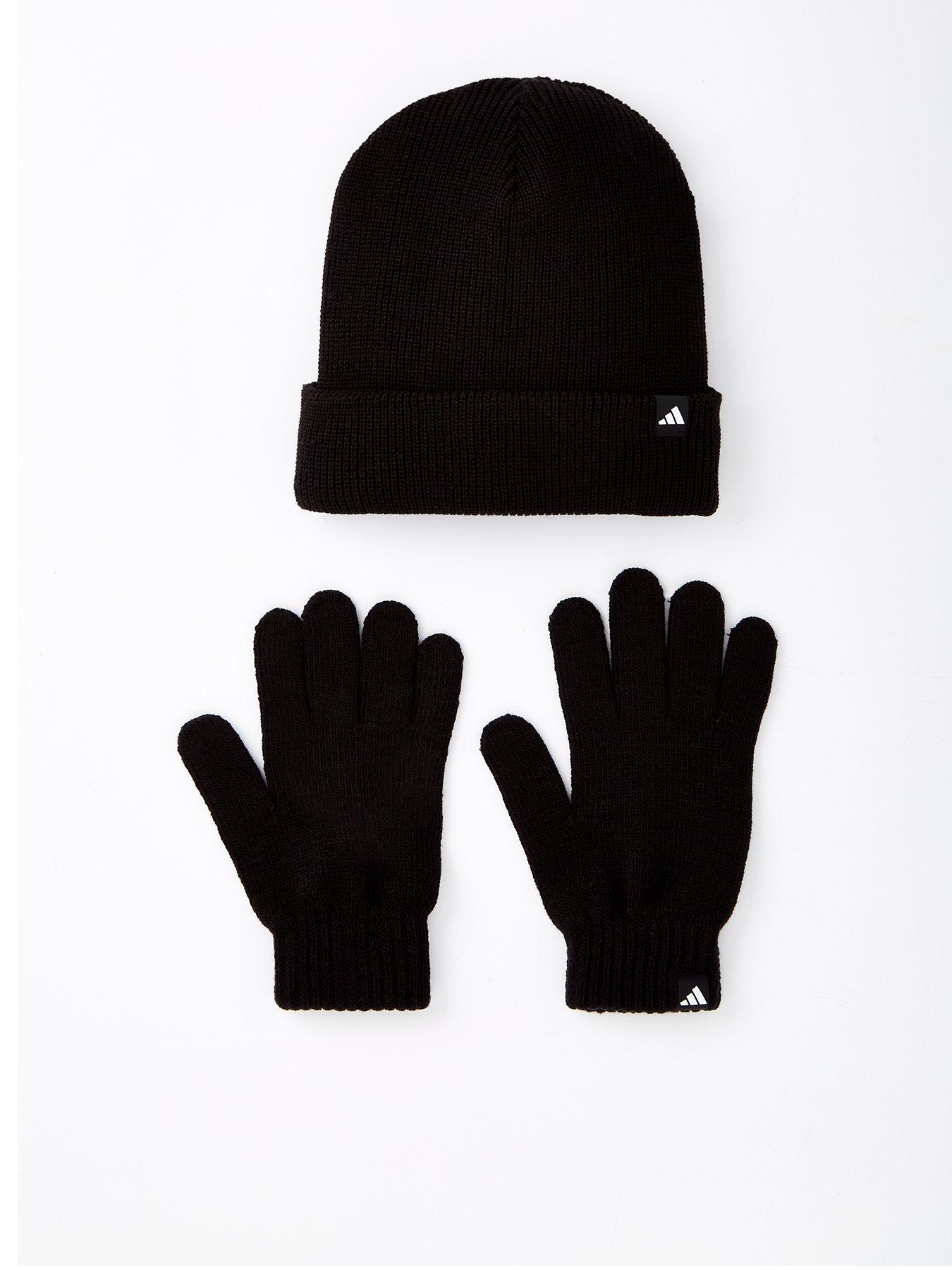 Unisex Glove And Beanie Set Black white