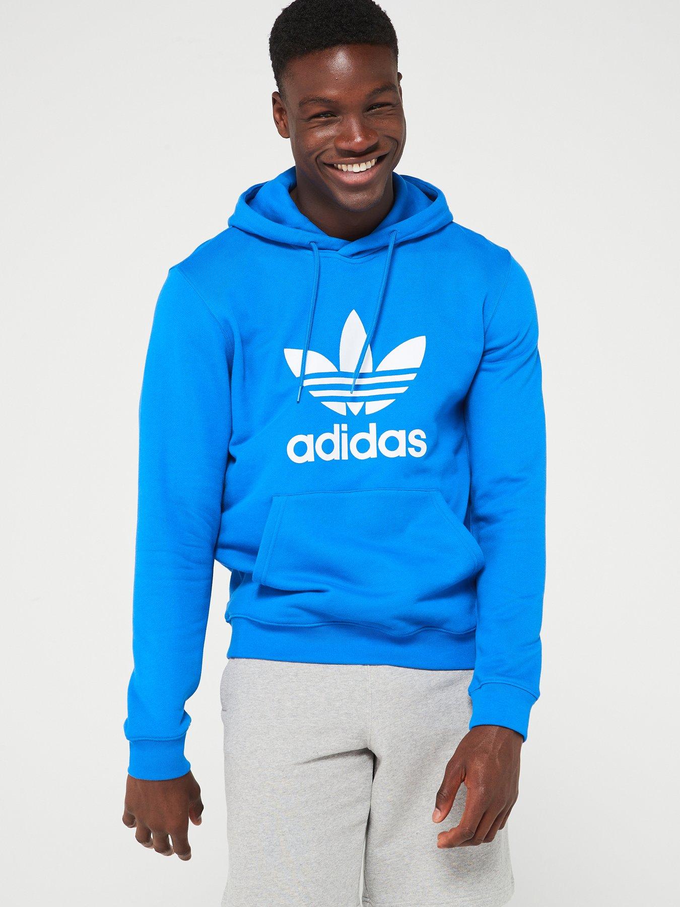 adidas Originals Mens Trefoil Hoodie Blue Very