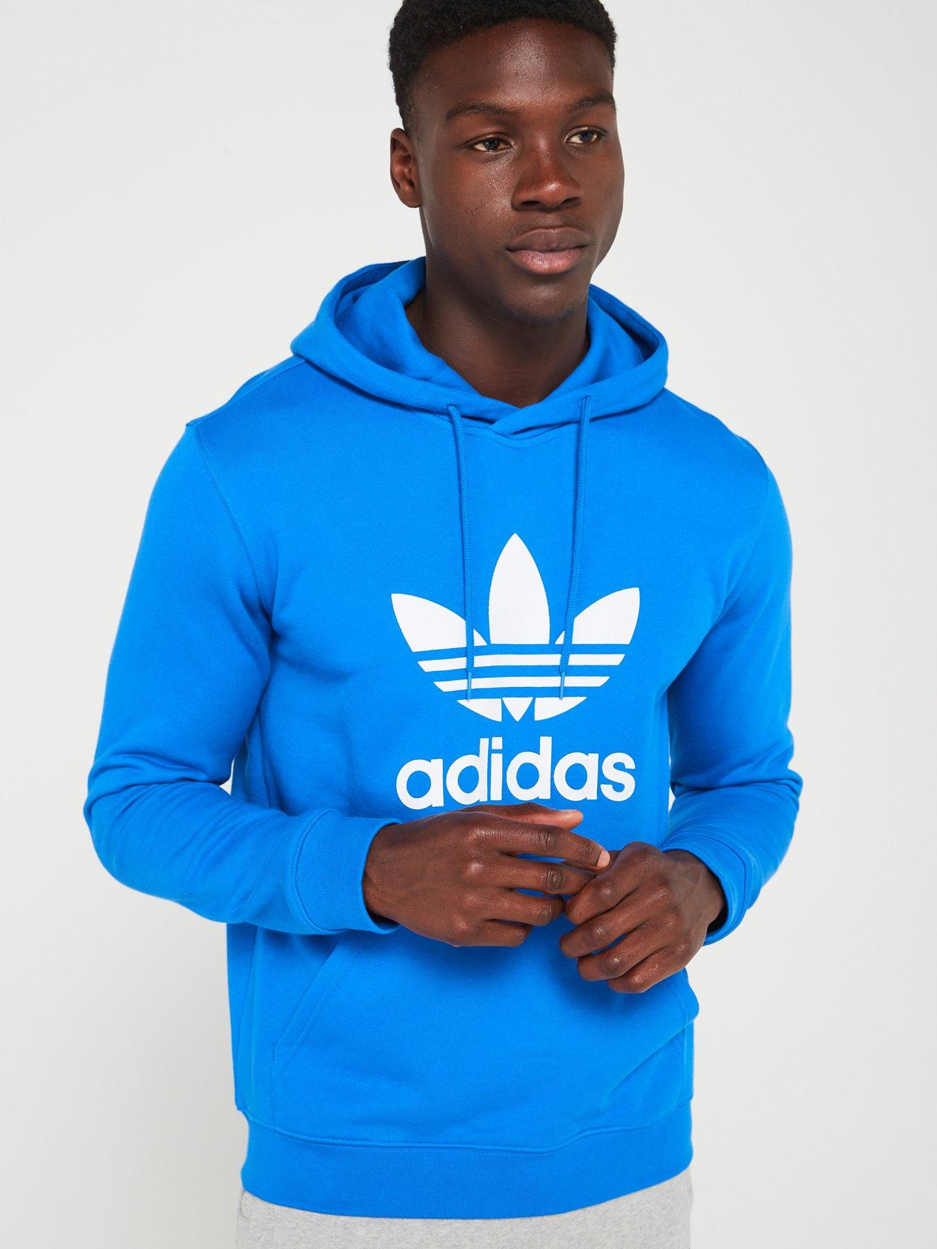 adidas Originals Mens Trefoil Hoodie Blue Very