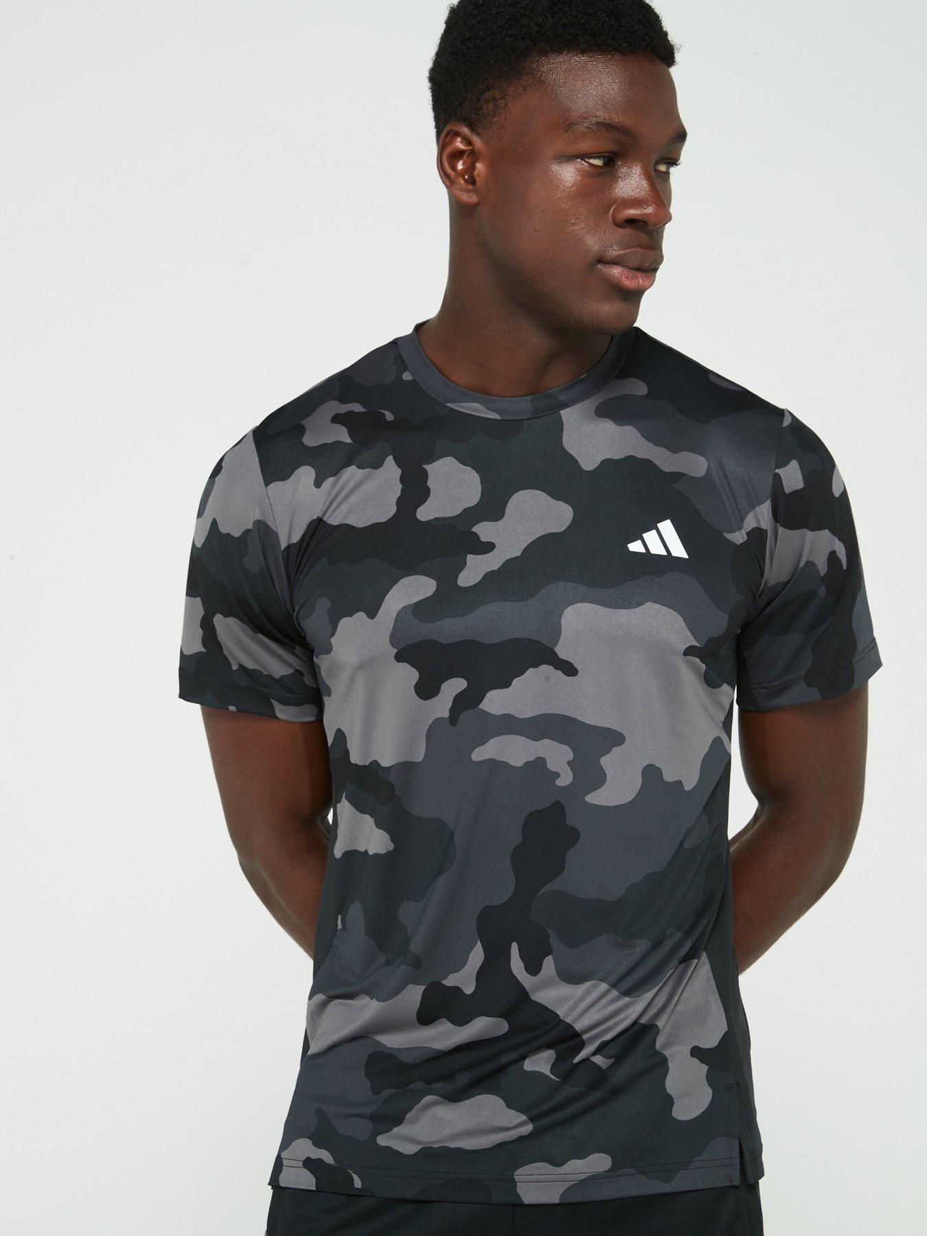 Mens Training Camo Print T shirt Black