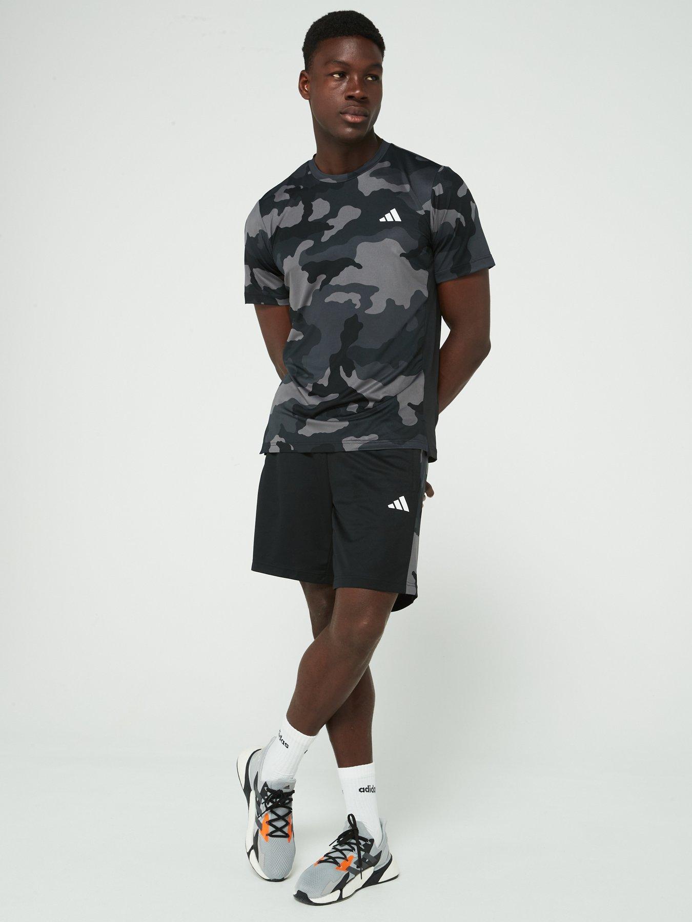 Image 3 of 6 of adidas Mens Training Camo Print T-shirt - Black