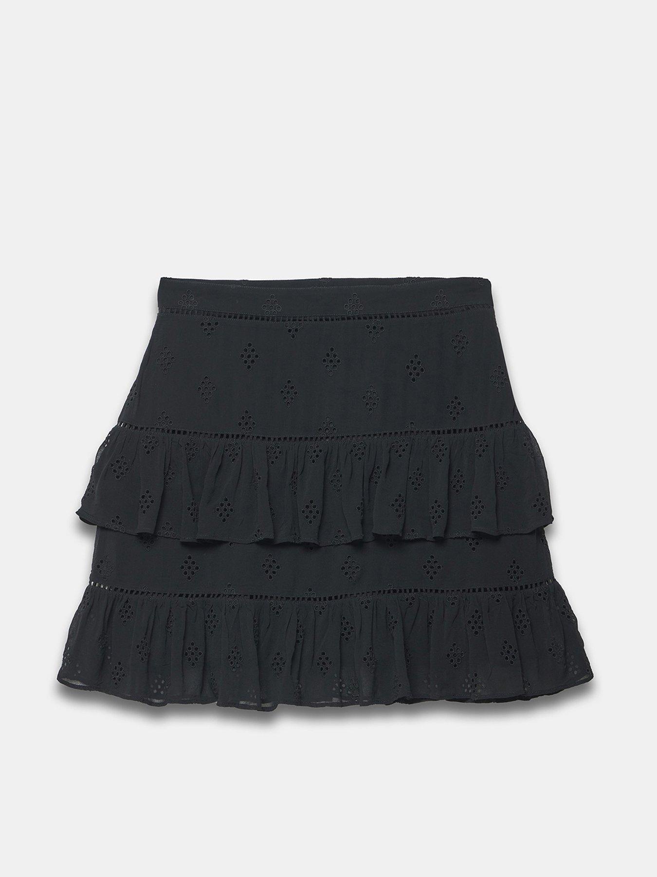 Mint Velvet Black Broderie Mini Skirt Very