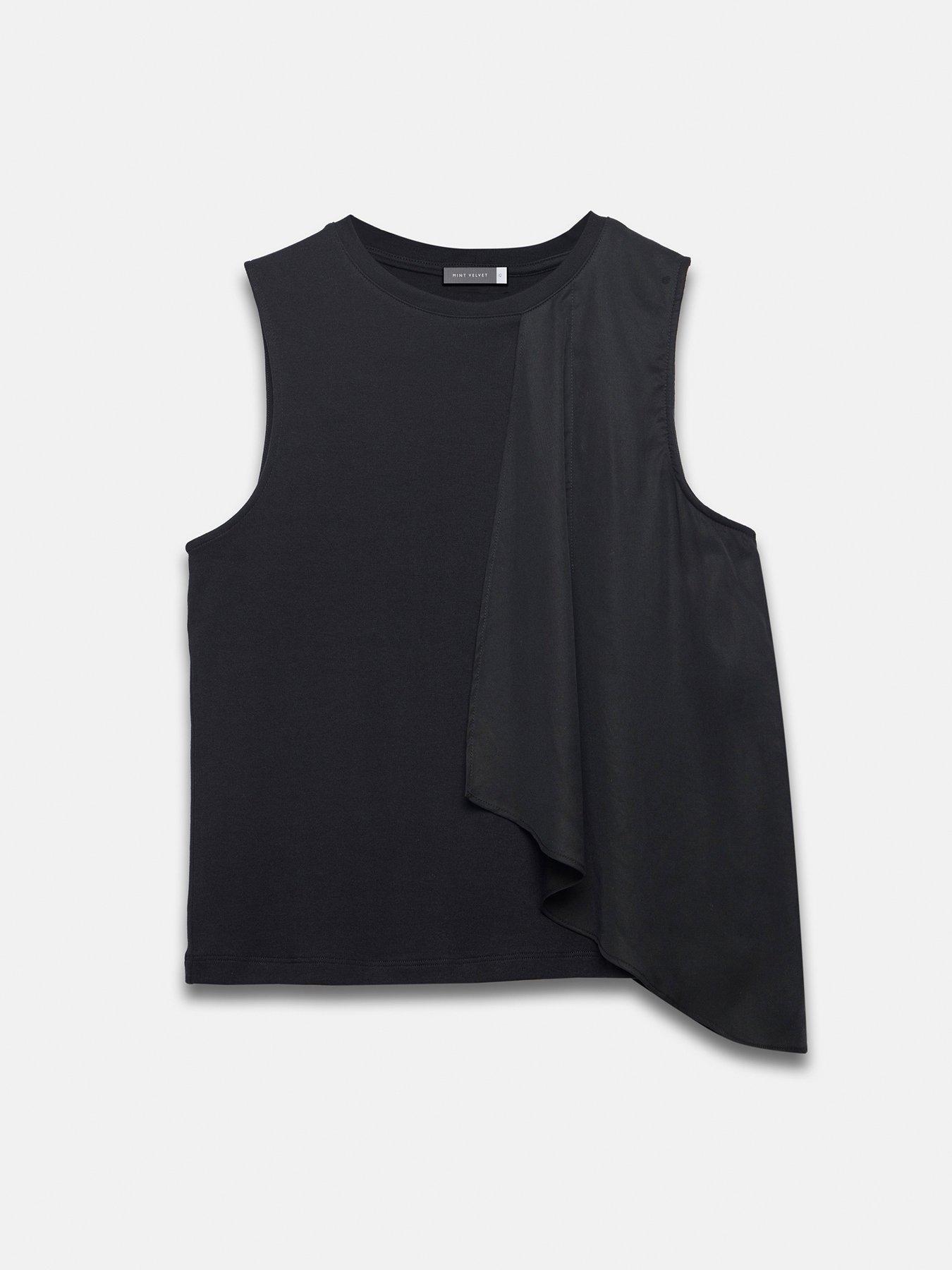 Mint Velvet Black Mixed Top | Very.co.uk 