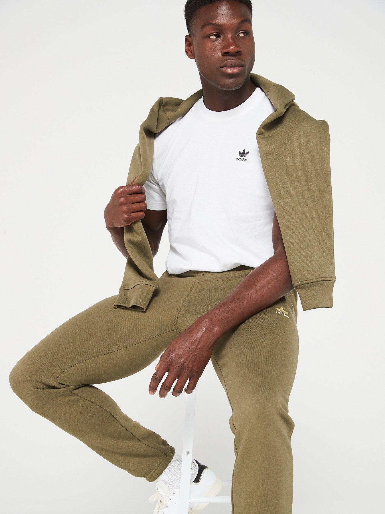 adidas Originals Mens Essential Trefoil Hoodie Olive Green Very