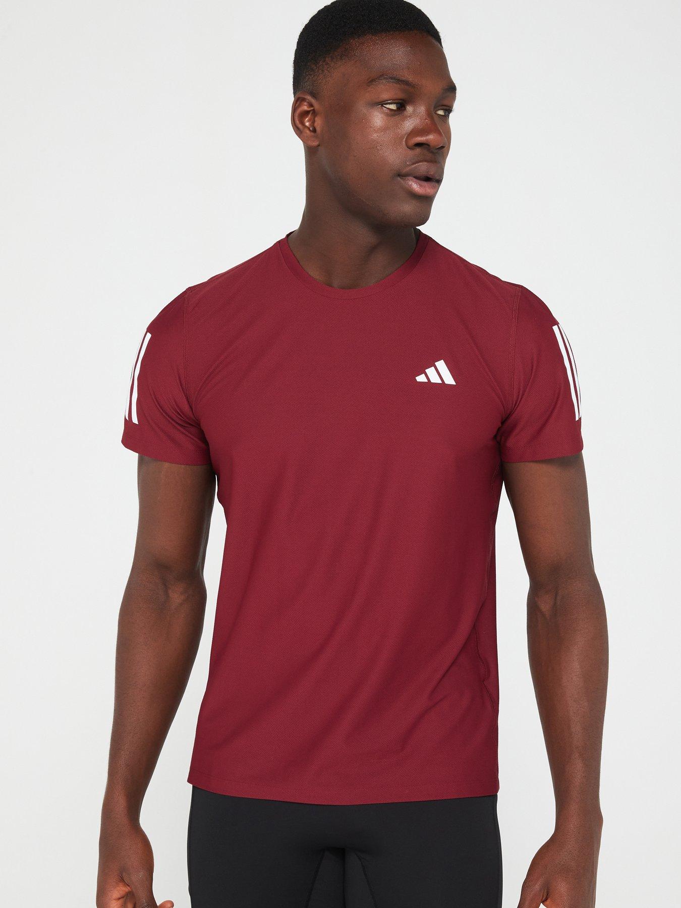 adidas Mens Running Own The Run T shirt Burgundy Very