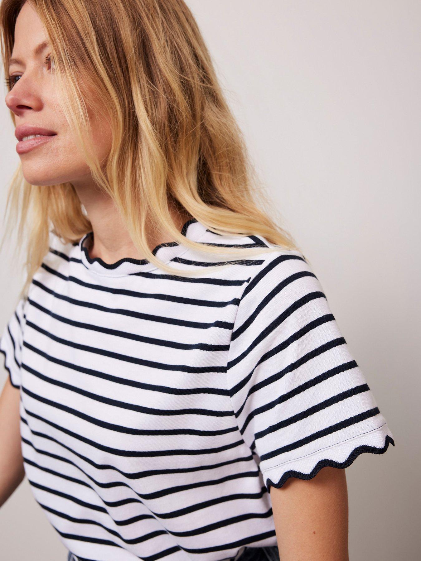 Mint Velvet Ivory Stripe Trim T-shirt | Very.co.uk