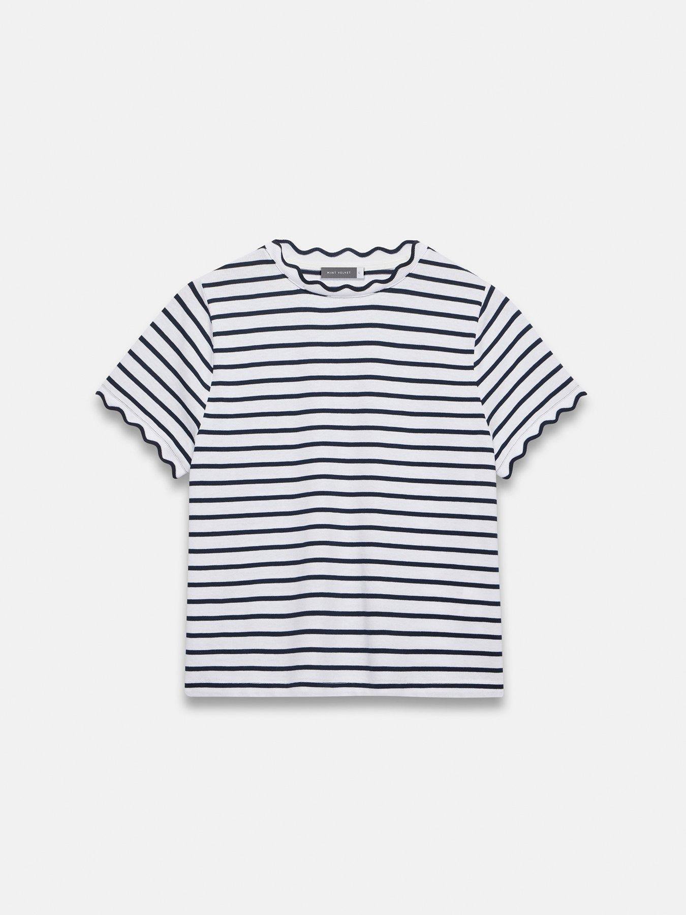Mint Velvet Ivory Stripe Trim T-shirt | Very.co.uk