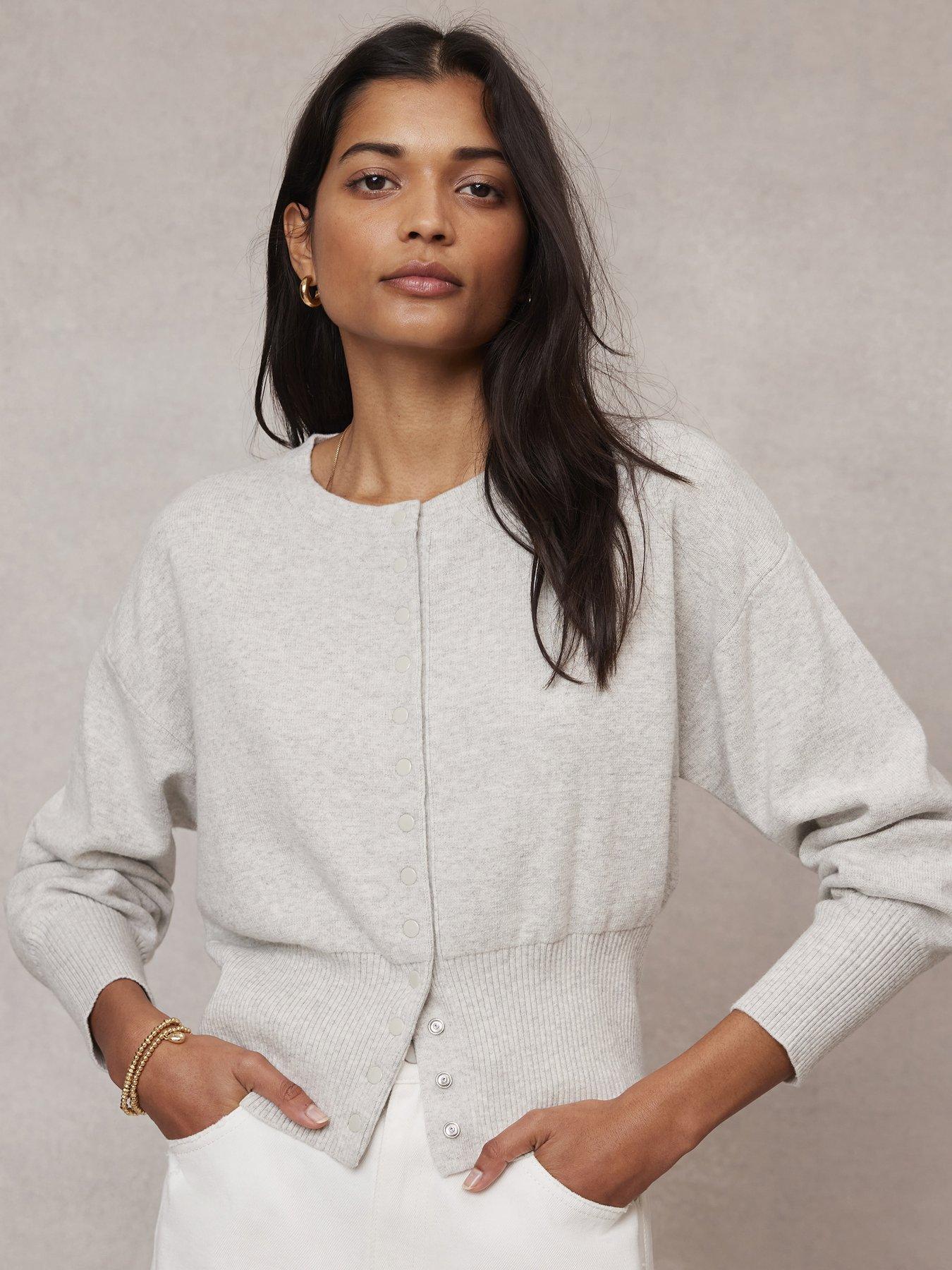 undefined Grey Cotton Blend Cardigan