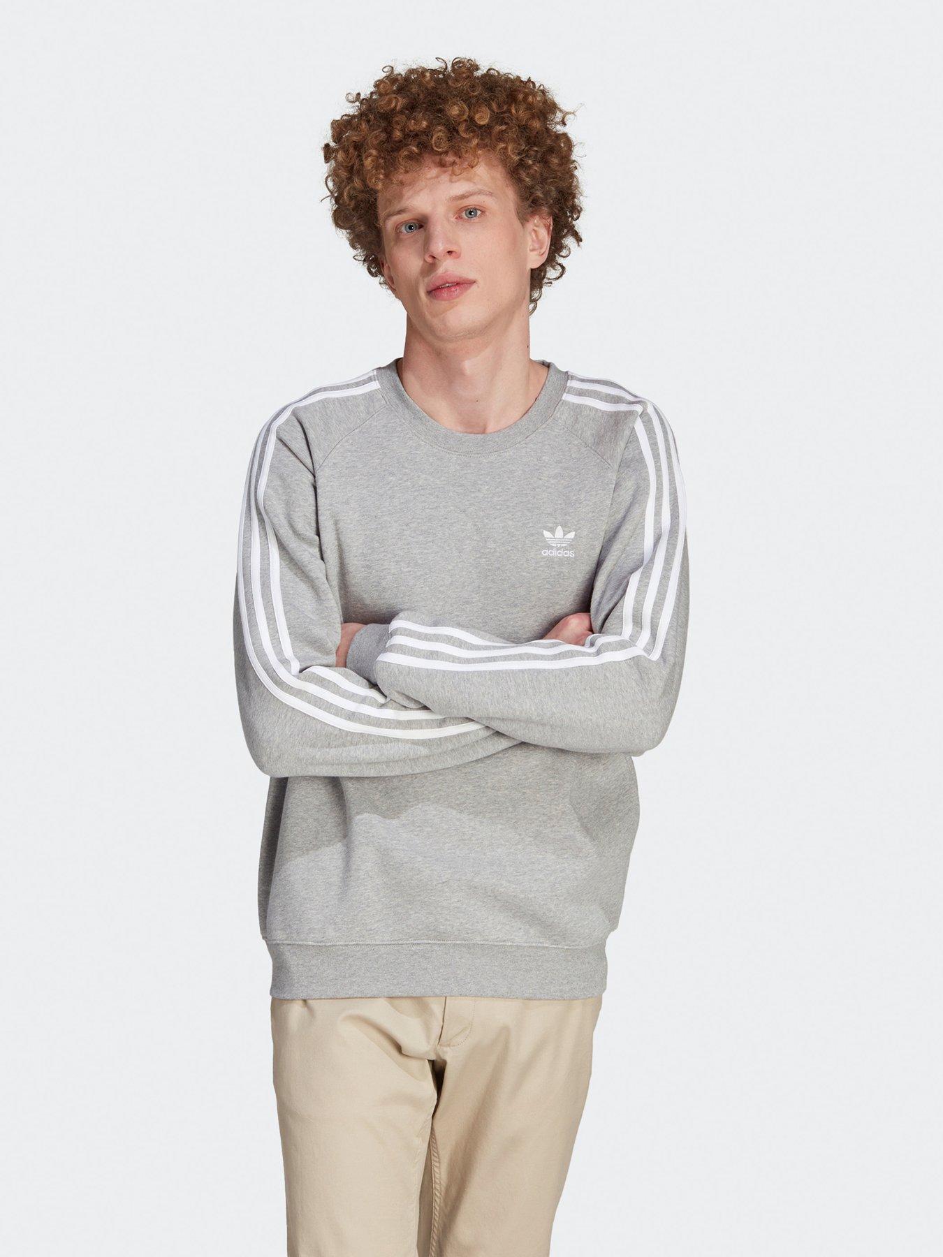 undefined Mens 3-stripes Crew - Grey