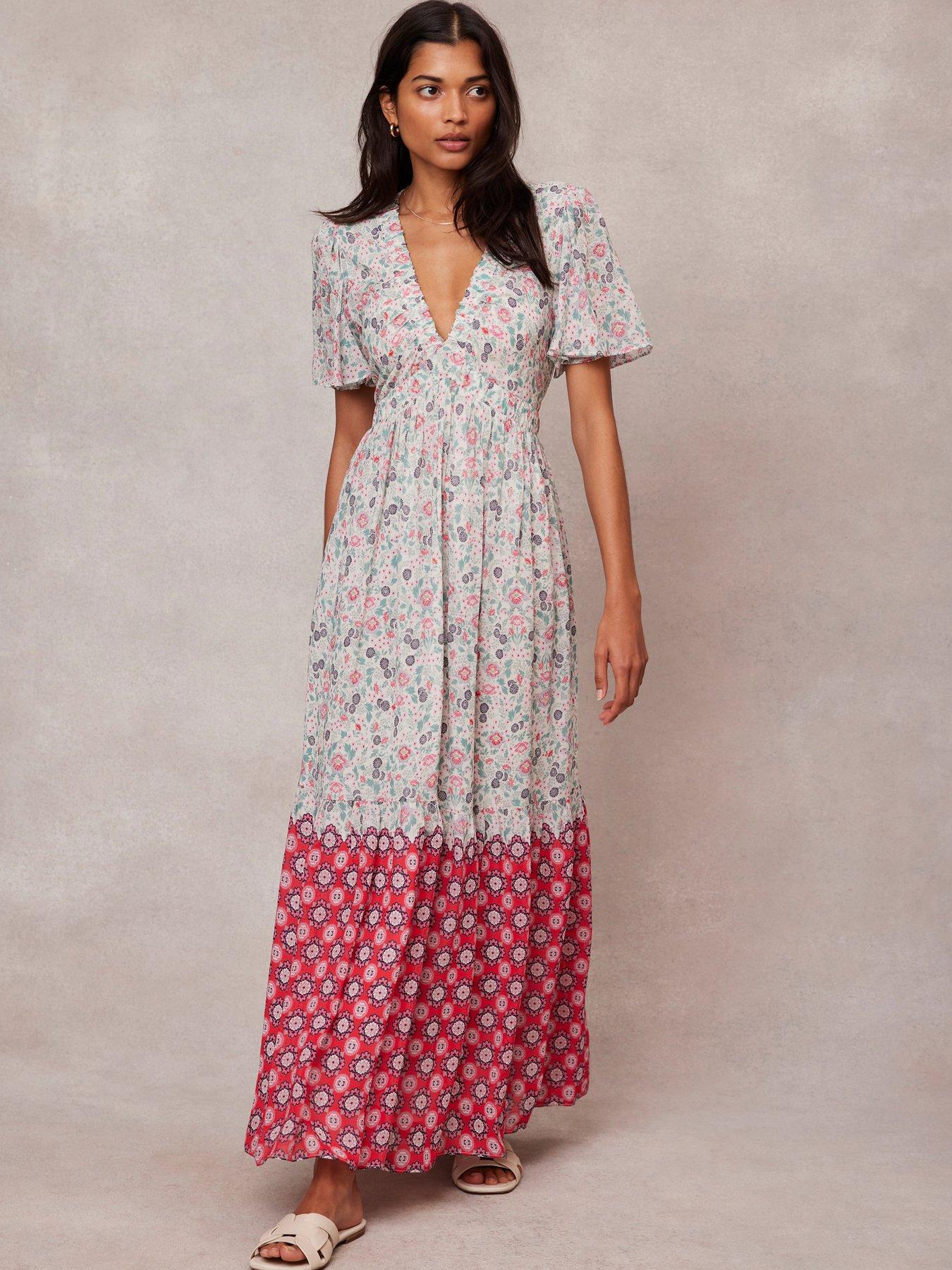 Pretty Lavish Nadine Floral Print Ruffle Maxi Dress Tropical Very