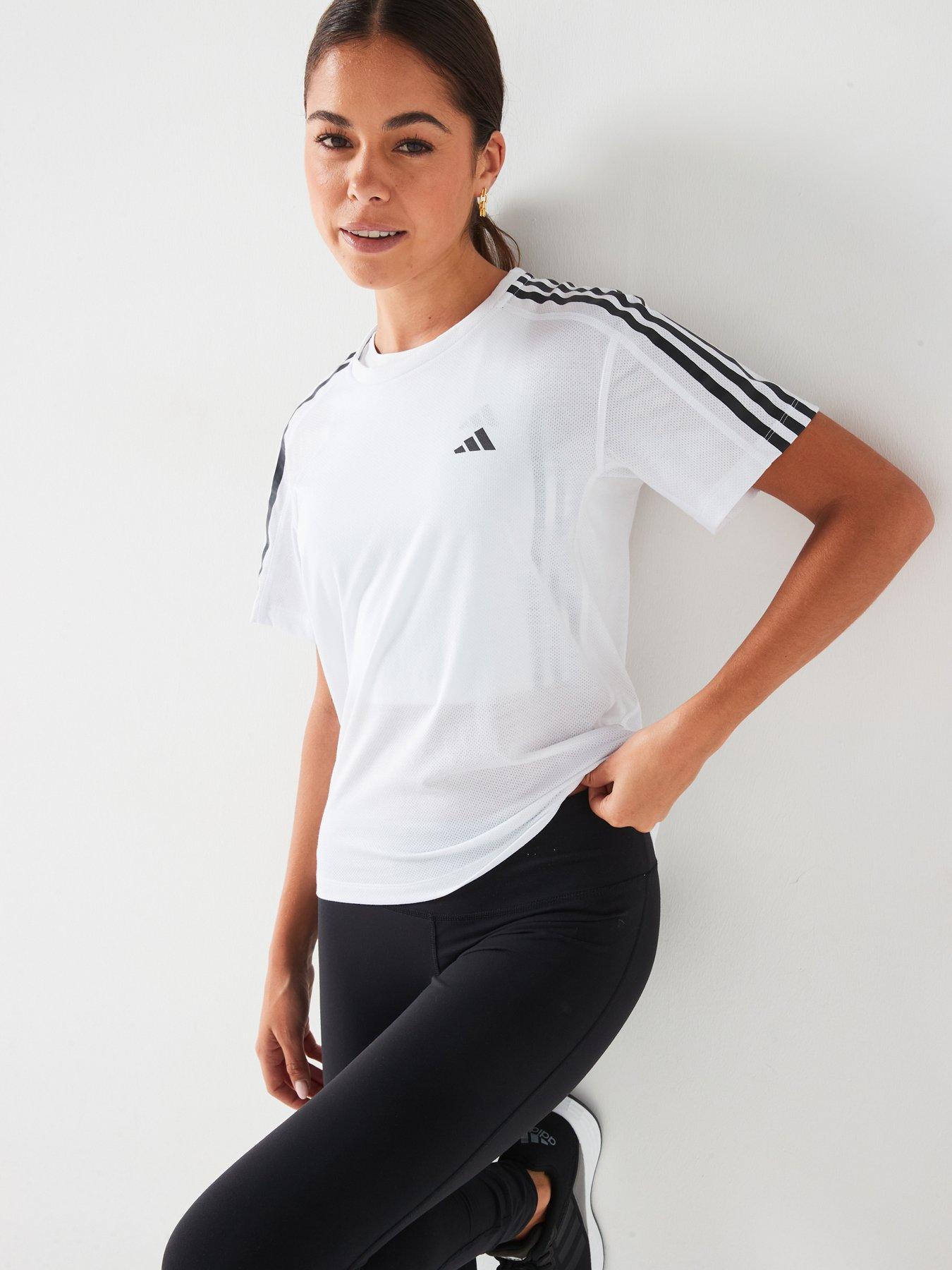 undefined Womens Running Own The Run E 3 Stripe T-Shirt - White