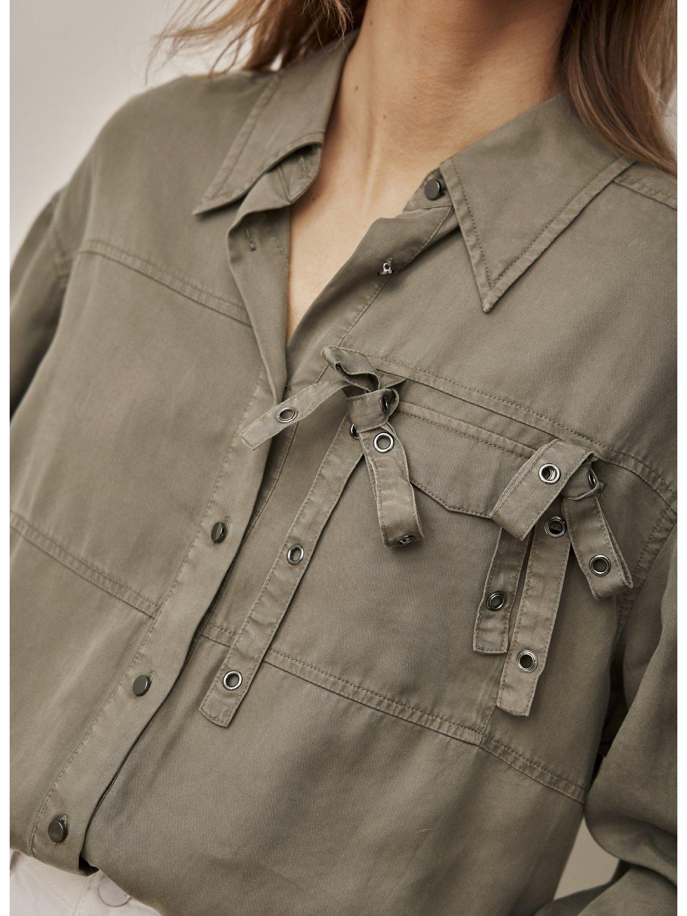 Mint Velvet Khaki Eyelet Detail Shirt | Very.co.uk