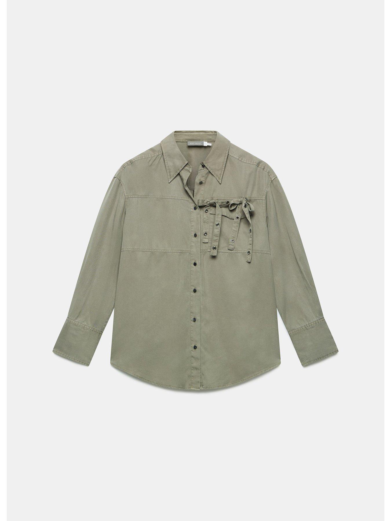 Mint Velvet Khaki Eyelet Detail Shirt | Very.co.uk