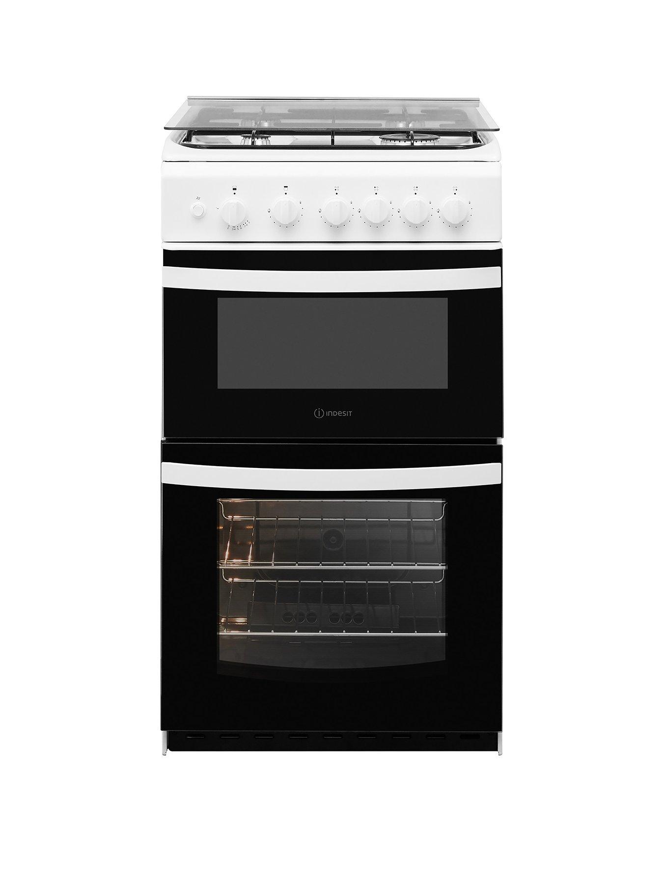 Product photograph of Indesit Id5g00kmwl Twin Cavity Gas Cooker - White from very.co.uk