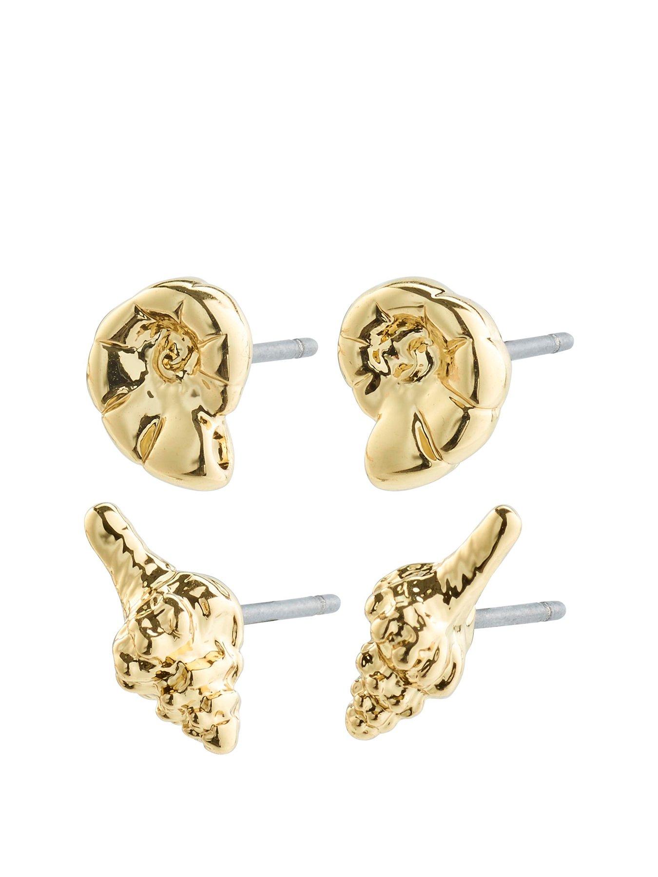 Product photograph of Pilgrim Force Earrings 2-in-1 Set Gold-plated from very.co.uk