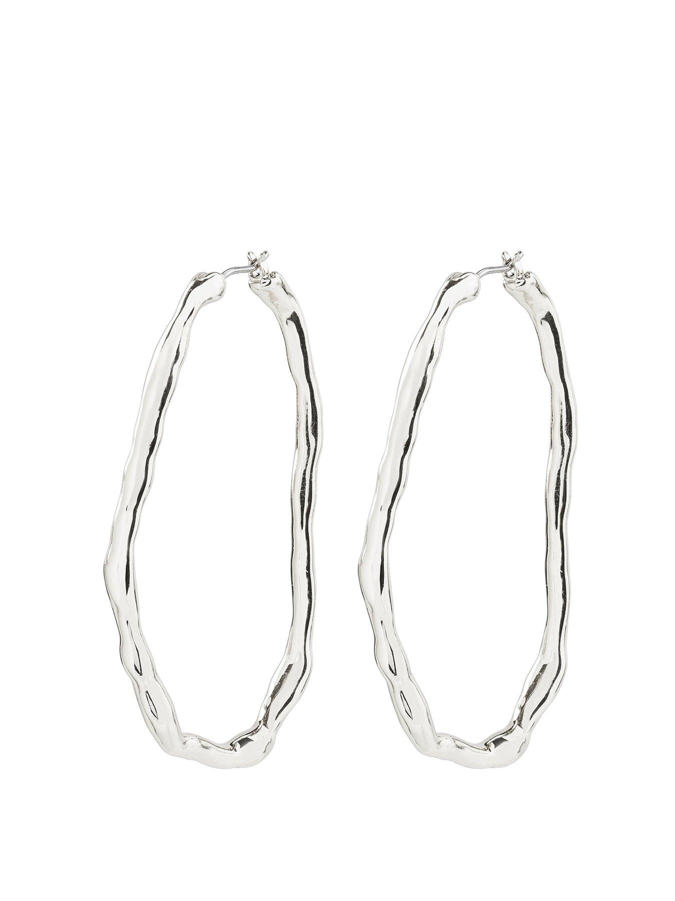 Product photograph of Pilgrim Light Large Hoops Silver-plated from very.co.uk