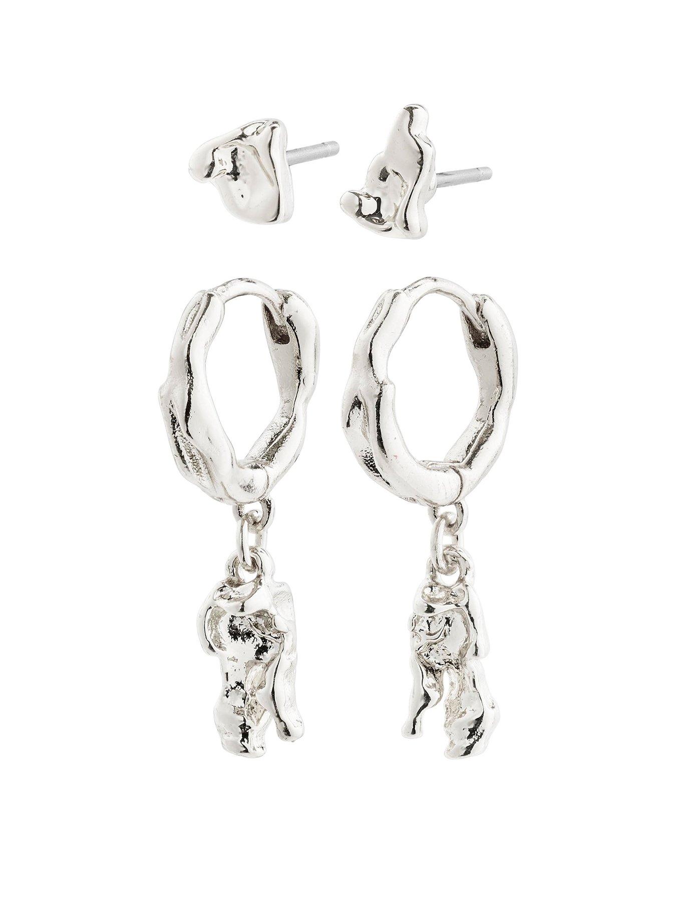 Product photograph of Pilgrim Sea Earrings 2-in-1 Set Silver-plated from very.co.uk