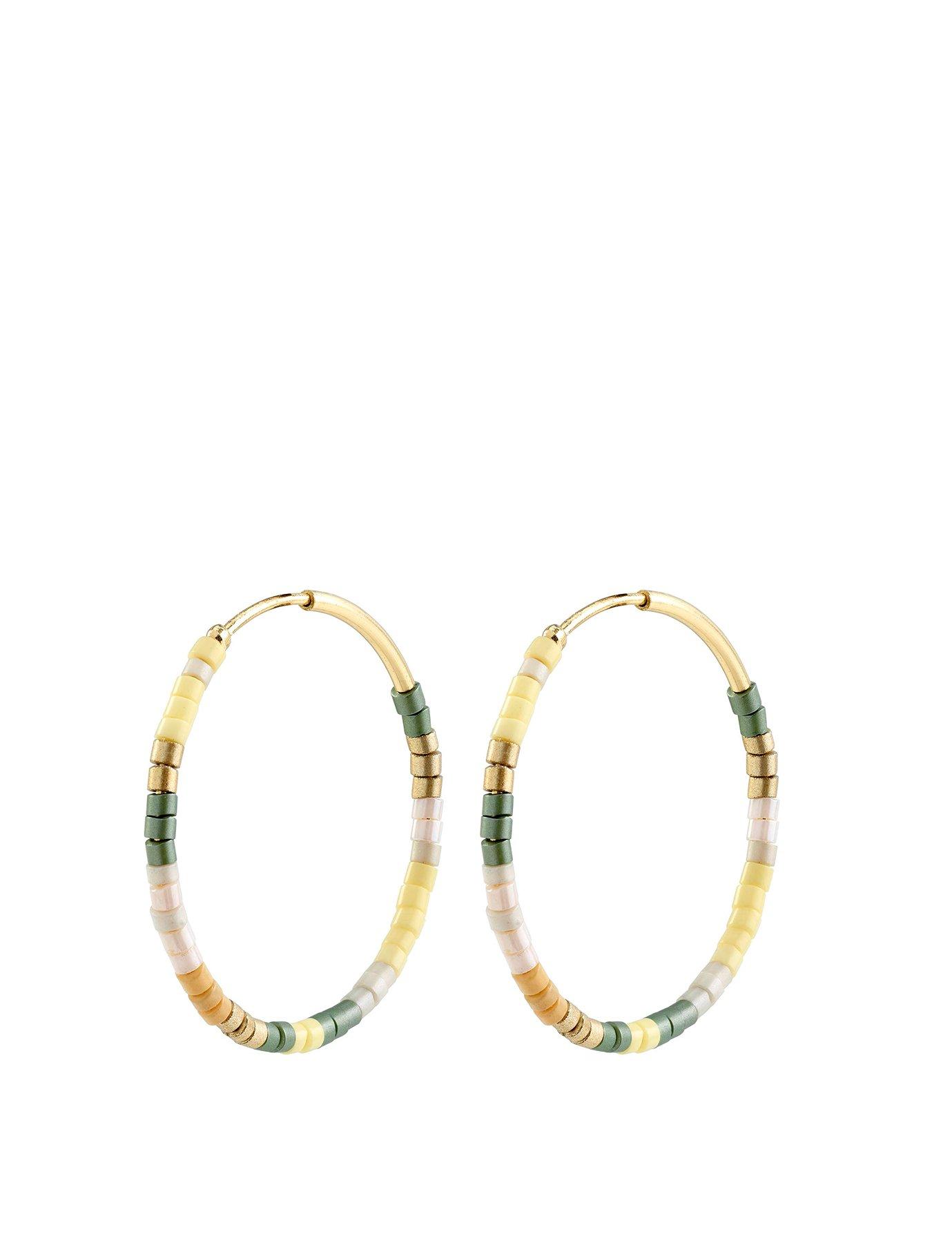 Product photograph of Pilgrim Alison Hoop Earrings Brown Gold-plated from very.co.uk