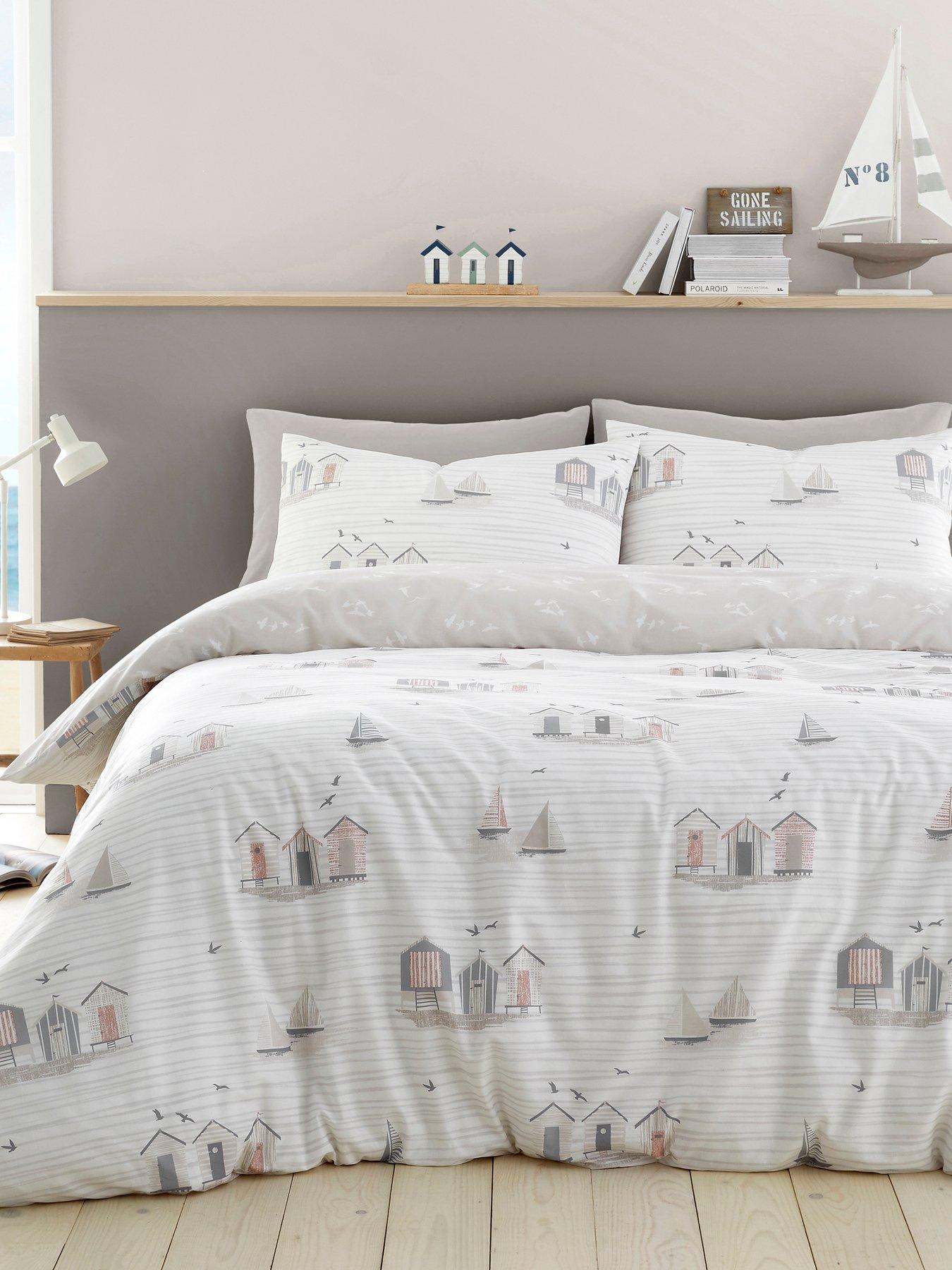 Product photograph of Fusion Beach Huts Duvet Cover Set - Natural from very.co.uk