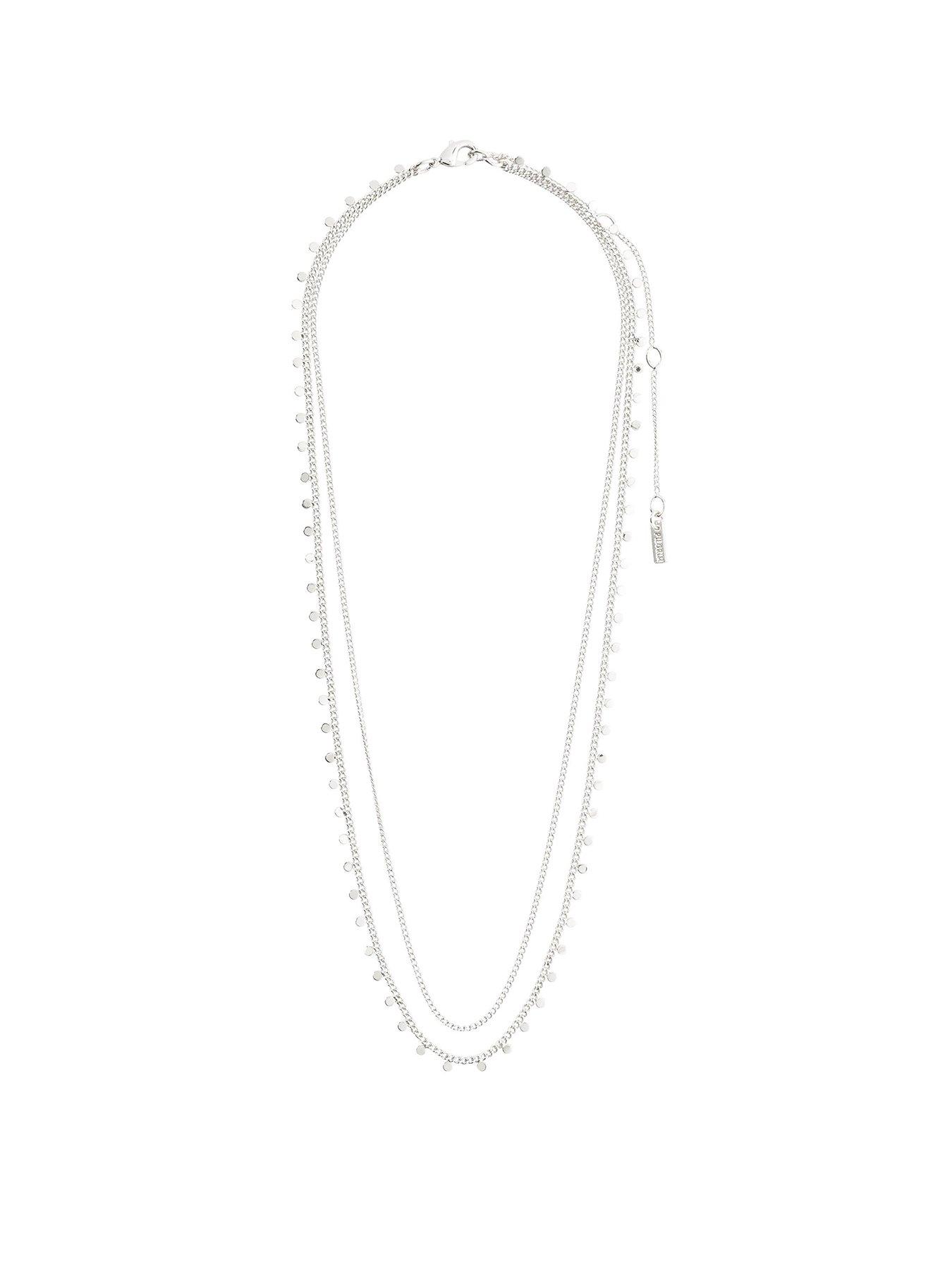 Product photograph of Pilgrim Bloom Necklace 2-in-1 Silver-plated from very.co.uk