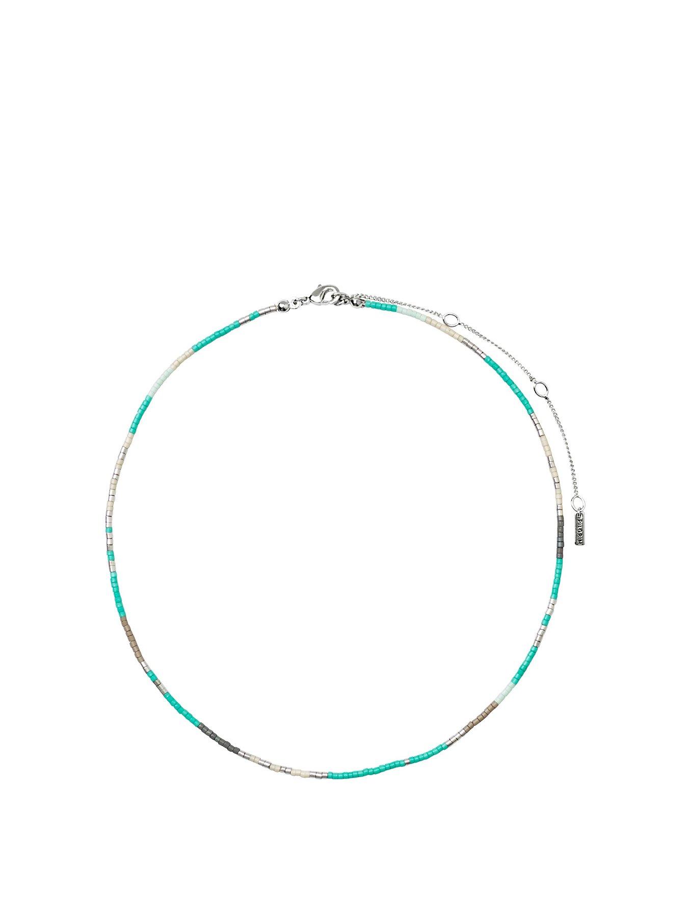 Product photograph of Pilgrim Alison Necklace Mint Silver-plated from very.co.uk