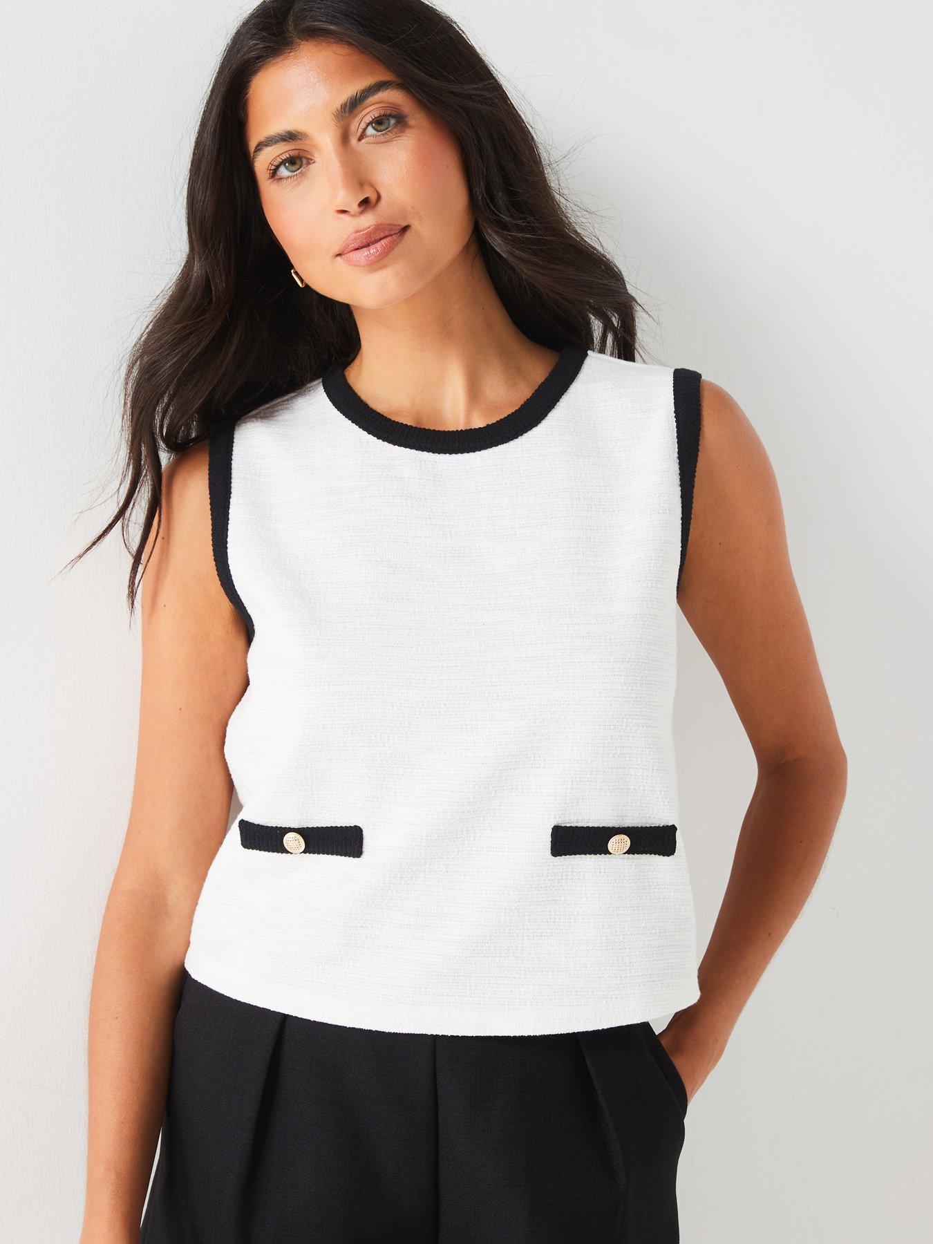 Image 4 of 6 of V by Very Jersey Mono Button Sleeveless Top
