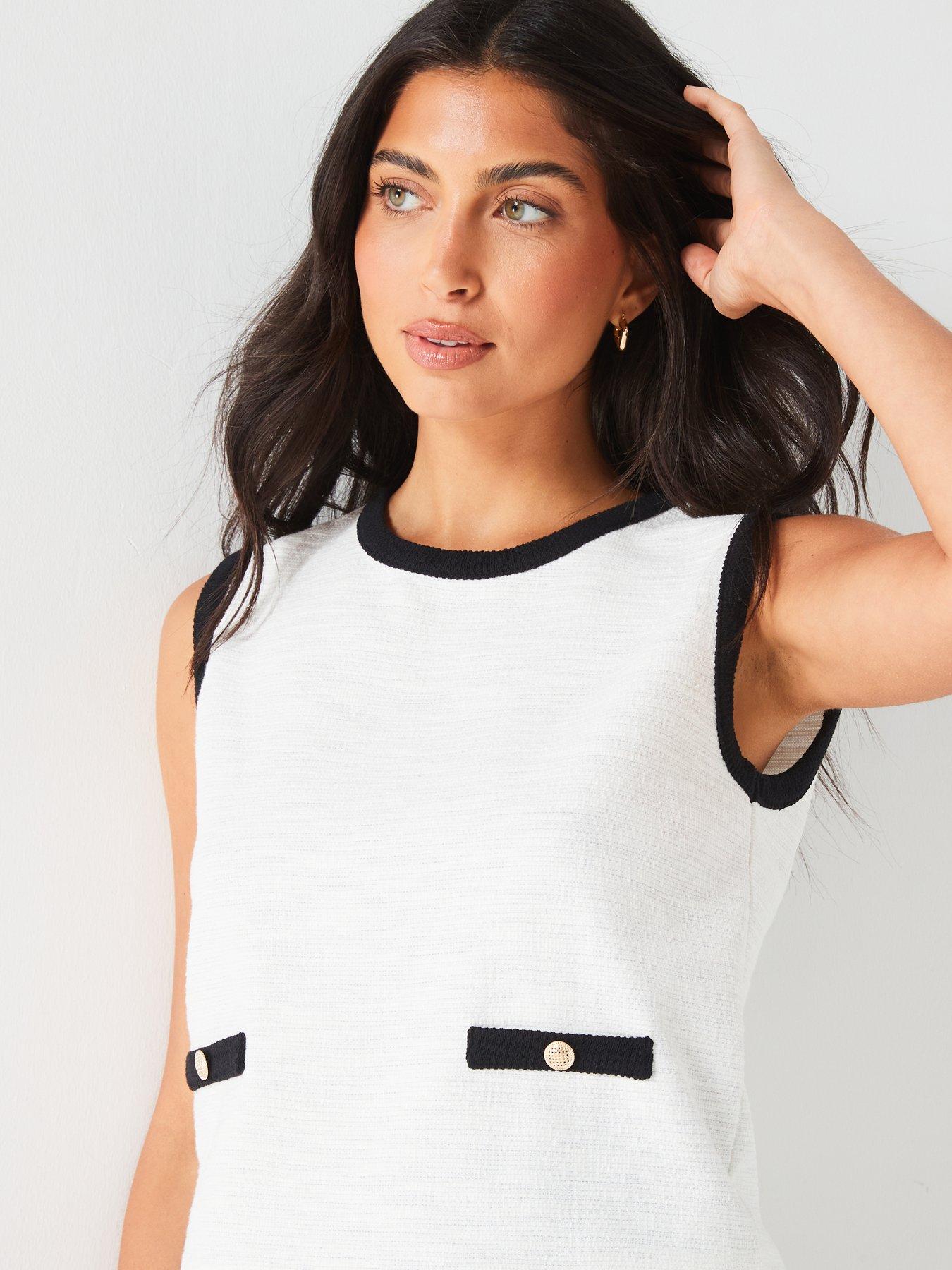 Image 6 of 6 of V by Very Jersey Mono Button Sleeveless Top