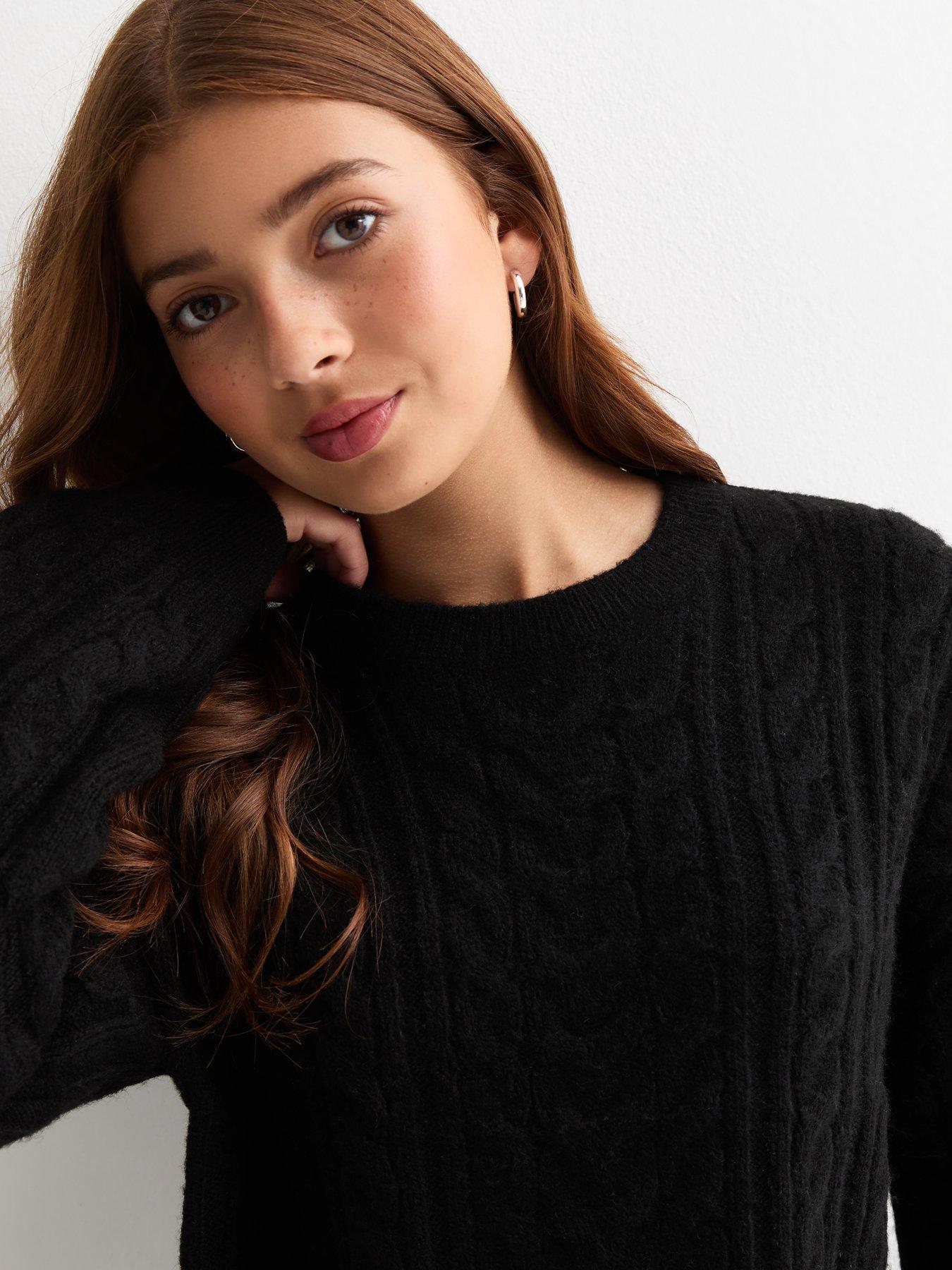 Ladies black cable knit jumper best sale