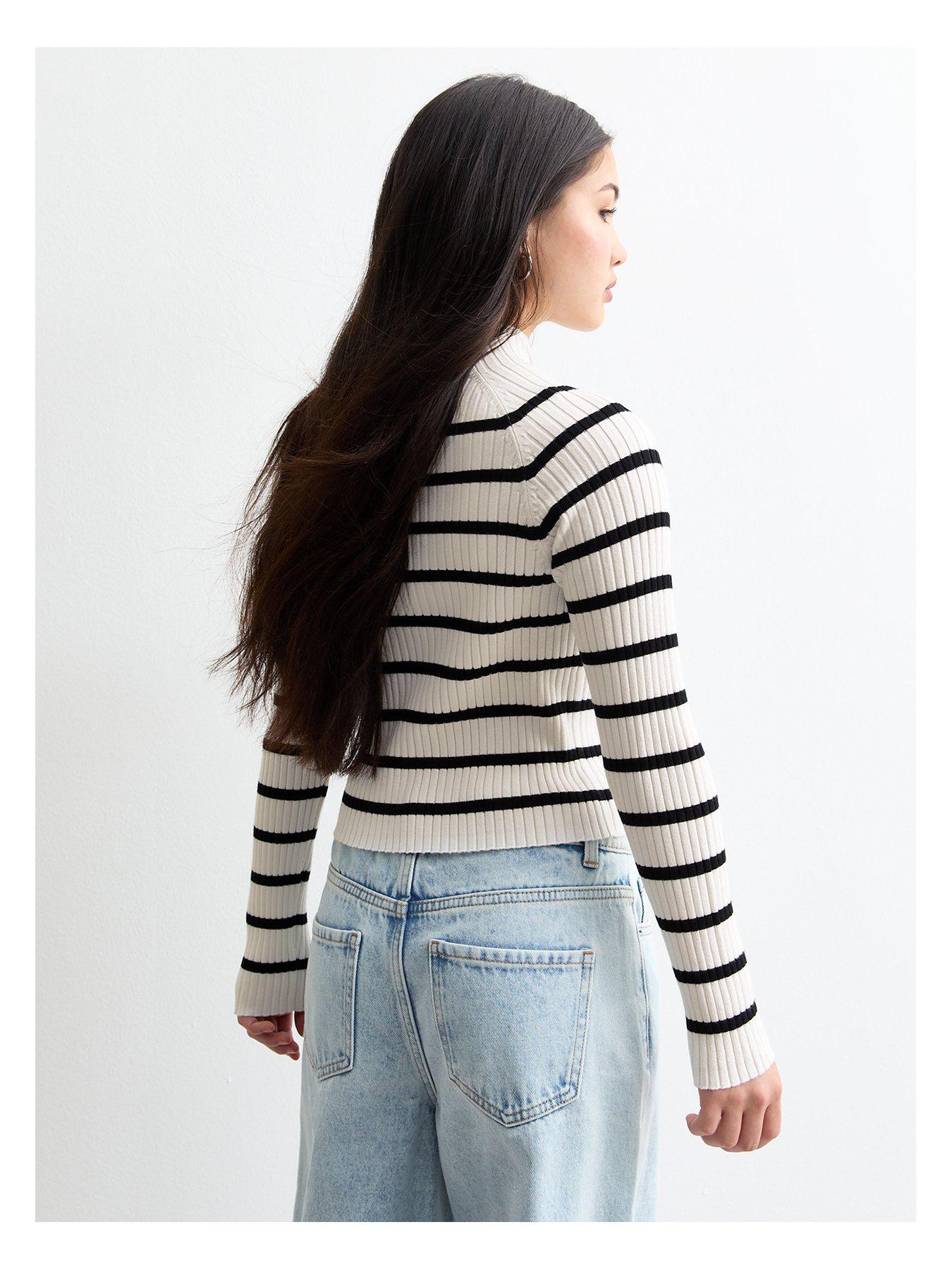 Image 3 of 4 of New Look 915 Girls Ribbed Striped Jumper - White