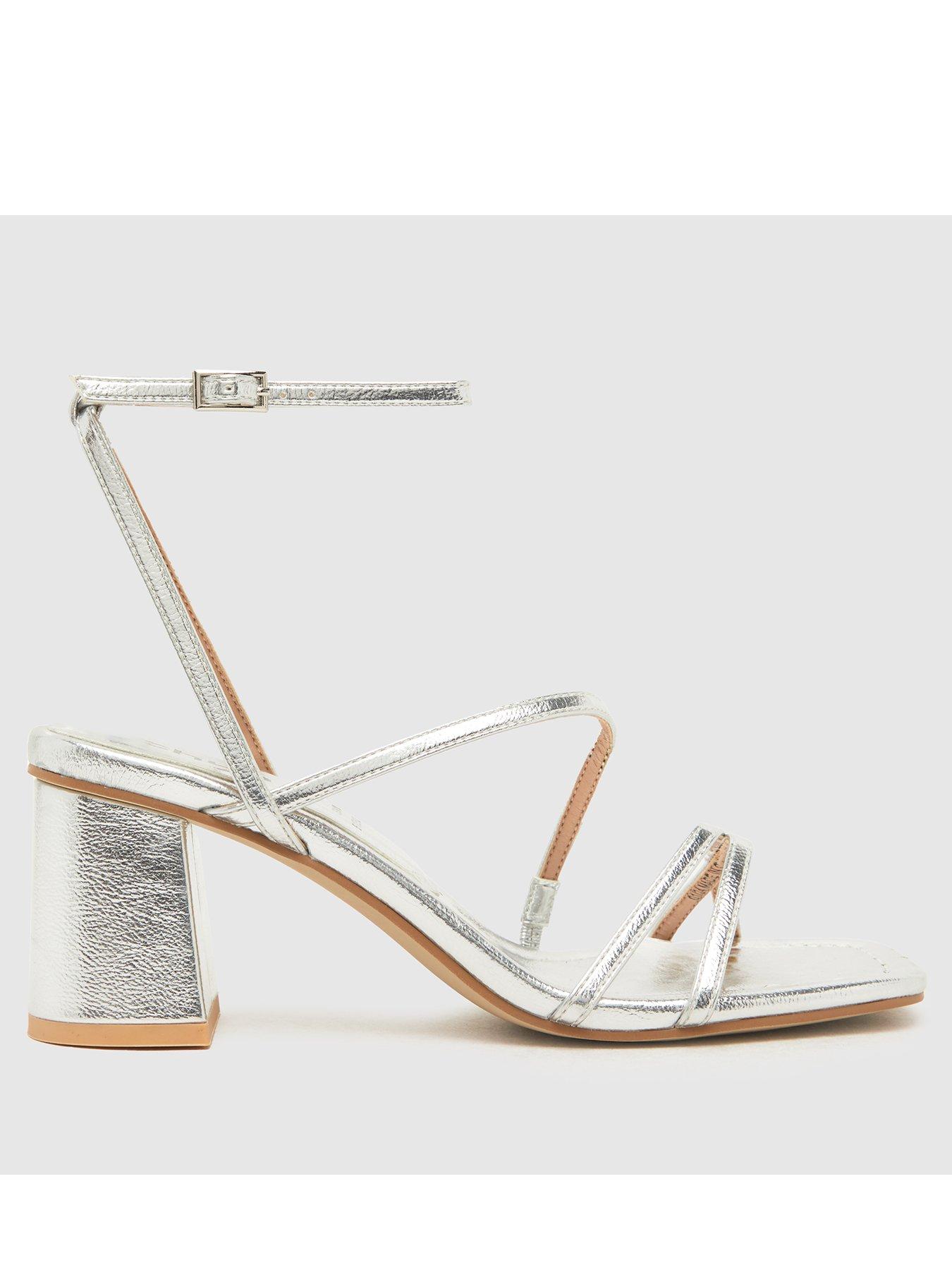 Silver strappy chunky heels online