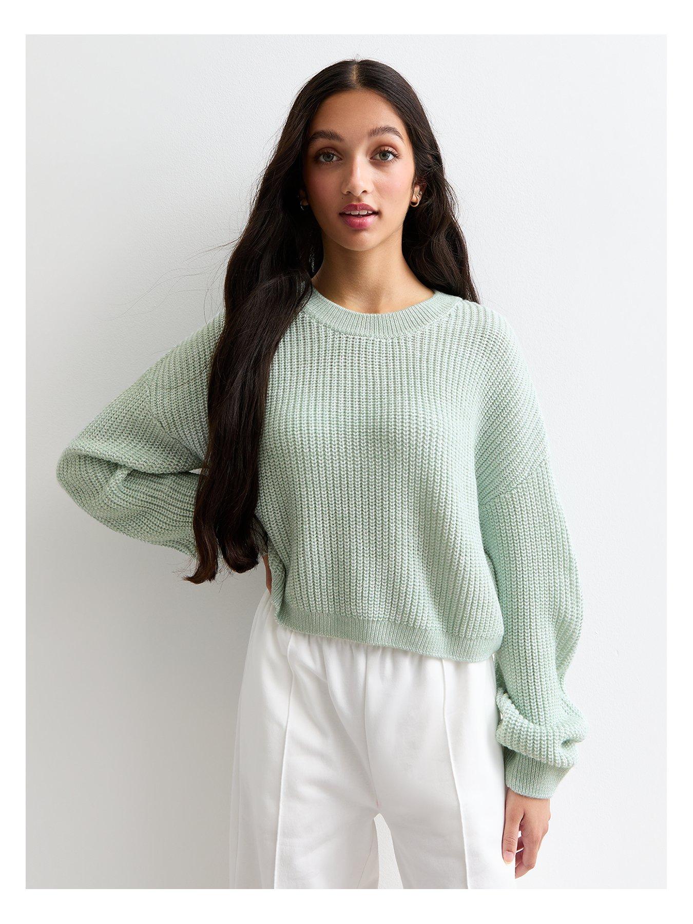 undefined Girls Twist Yarn Knitted Jumper - Green