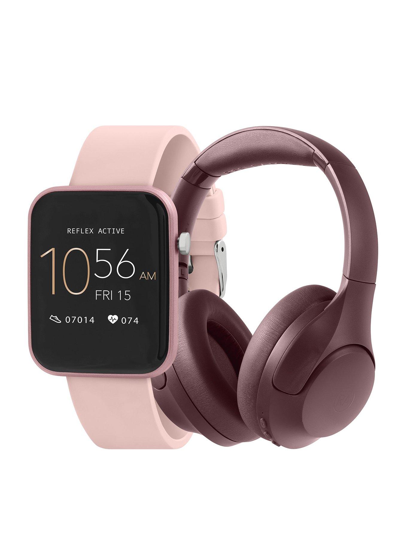 Product photograph of Reflex Active Series 13 Pink Strap Smart Watch And Ref-studio-pro-bur Wireless Noise Cancelling Over Ear Studio Headphones Bundle from very.co.uk