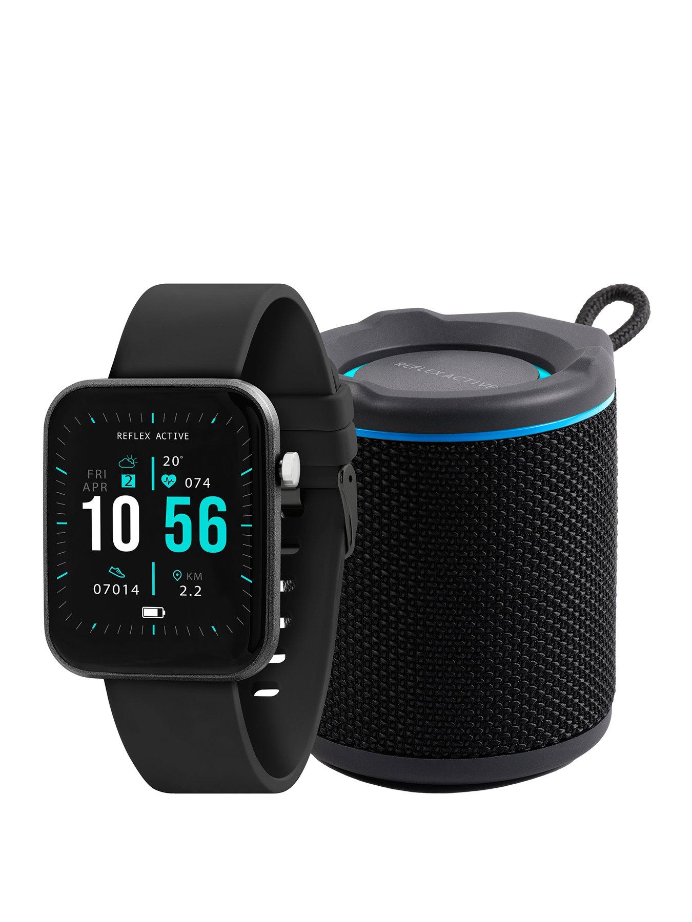 Product photograph of Reflex Active Series 13 Black Smart Watch And Ref-chill-bk Chill Bt Speaker Bundle from very.co.uk