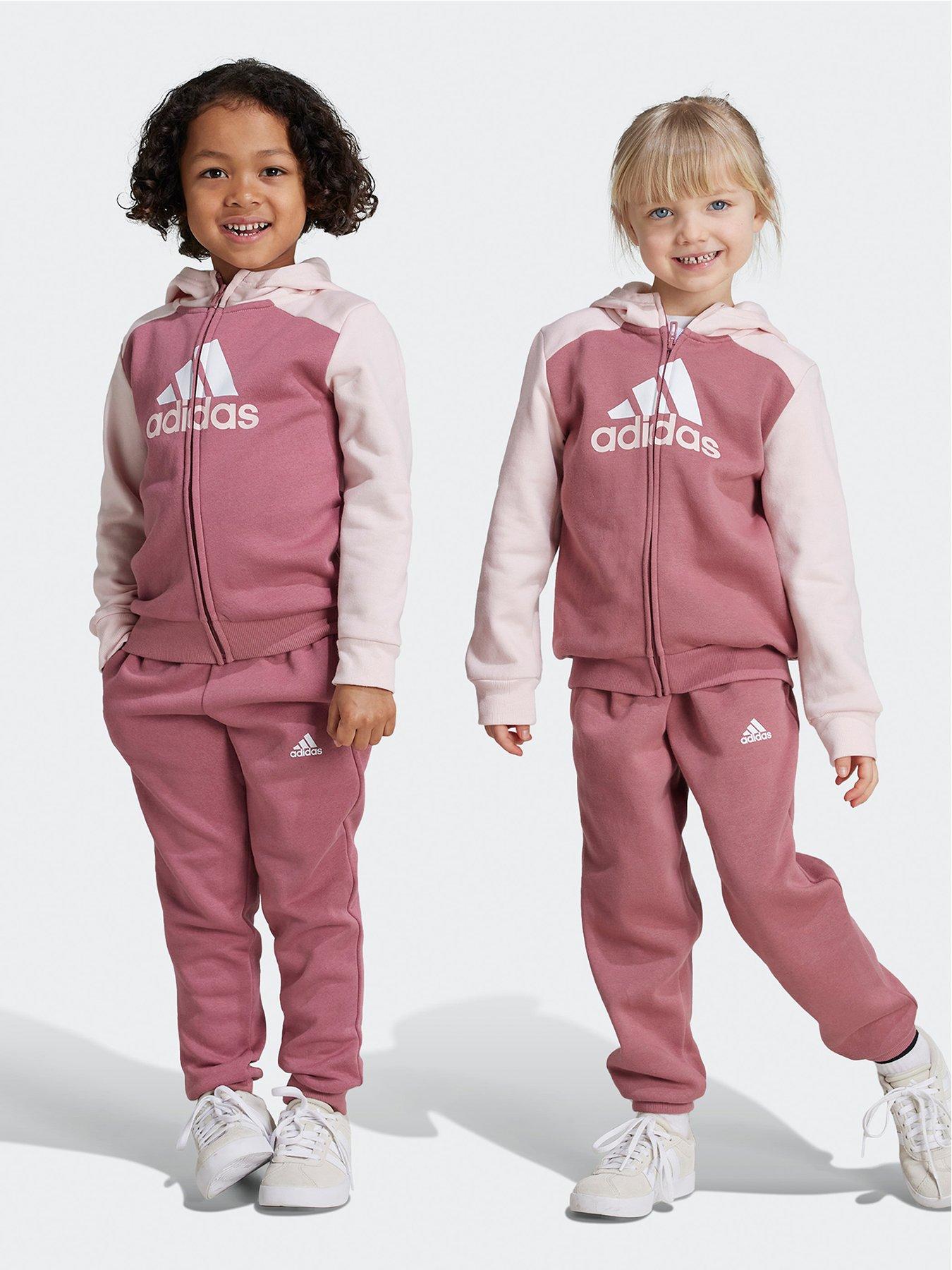 adidas Sportswear Younger Girls Essentials 3 Stripe Tracksuit Pink Very