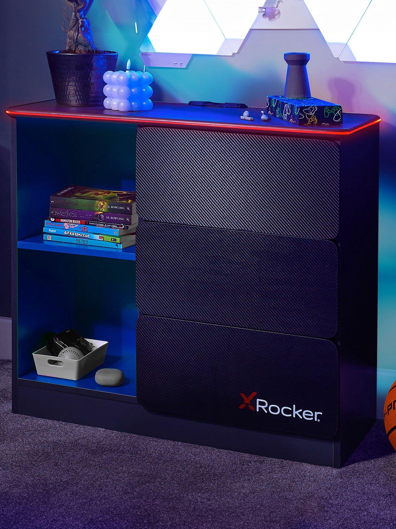 Product photograph of X Rocker Carbon-tek Chest Of Drawers With Neo Fibre Led Lighting from very.co.uk