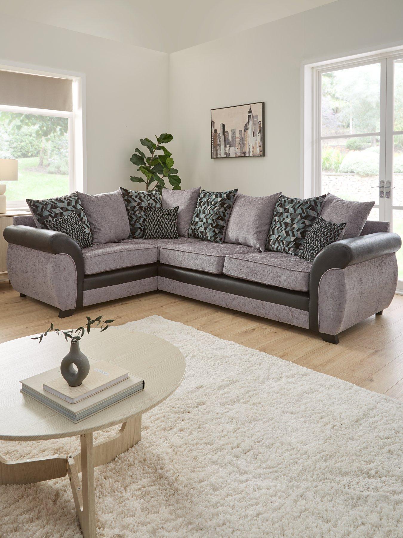 Product photograph of Very Home Narva Fabric Faux Leather Left Hand Corner Group Sofa from very.co.uk