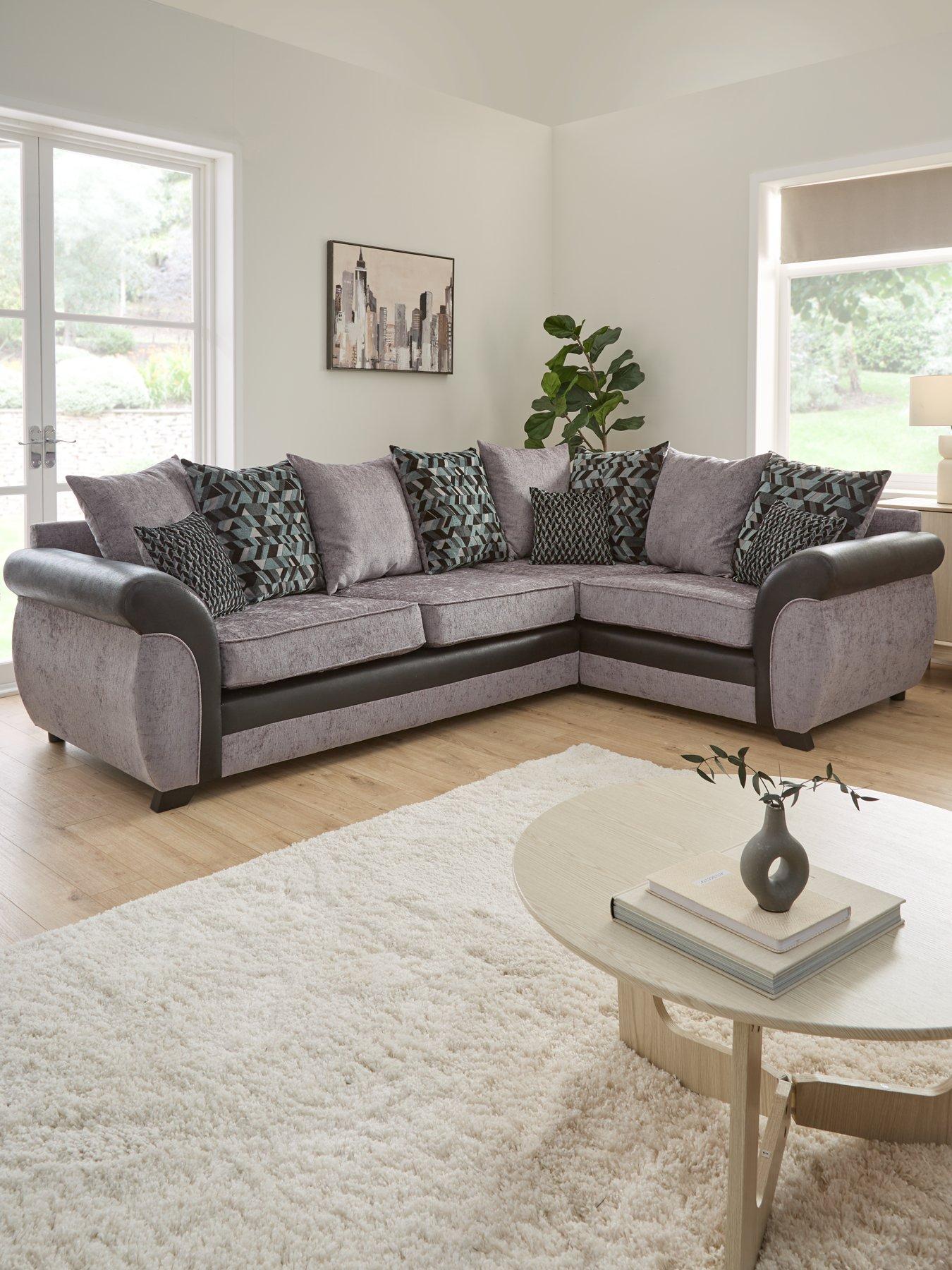 Product photograph of Very Home Narva Fabric Faux Leather Right Hand Corner Group Sofa from very.co.uk