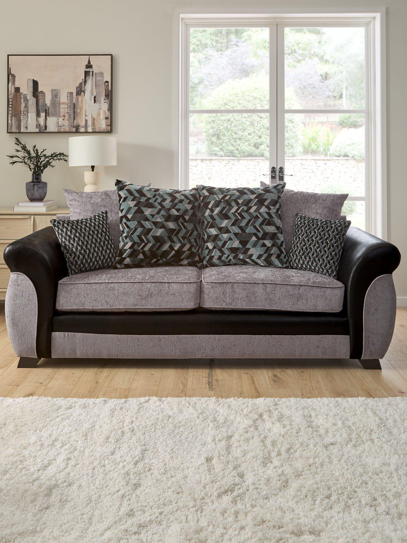 The Very Collection Narva Fabric/Faux Leather 3 Seater Sofa - Made to Order in the UK