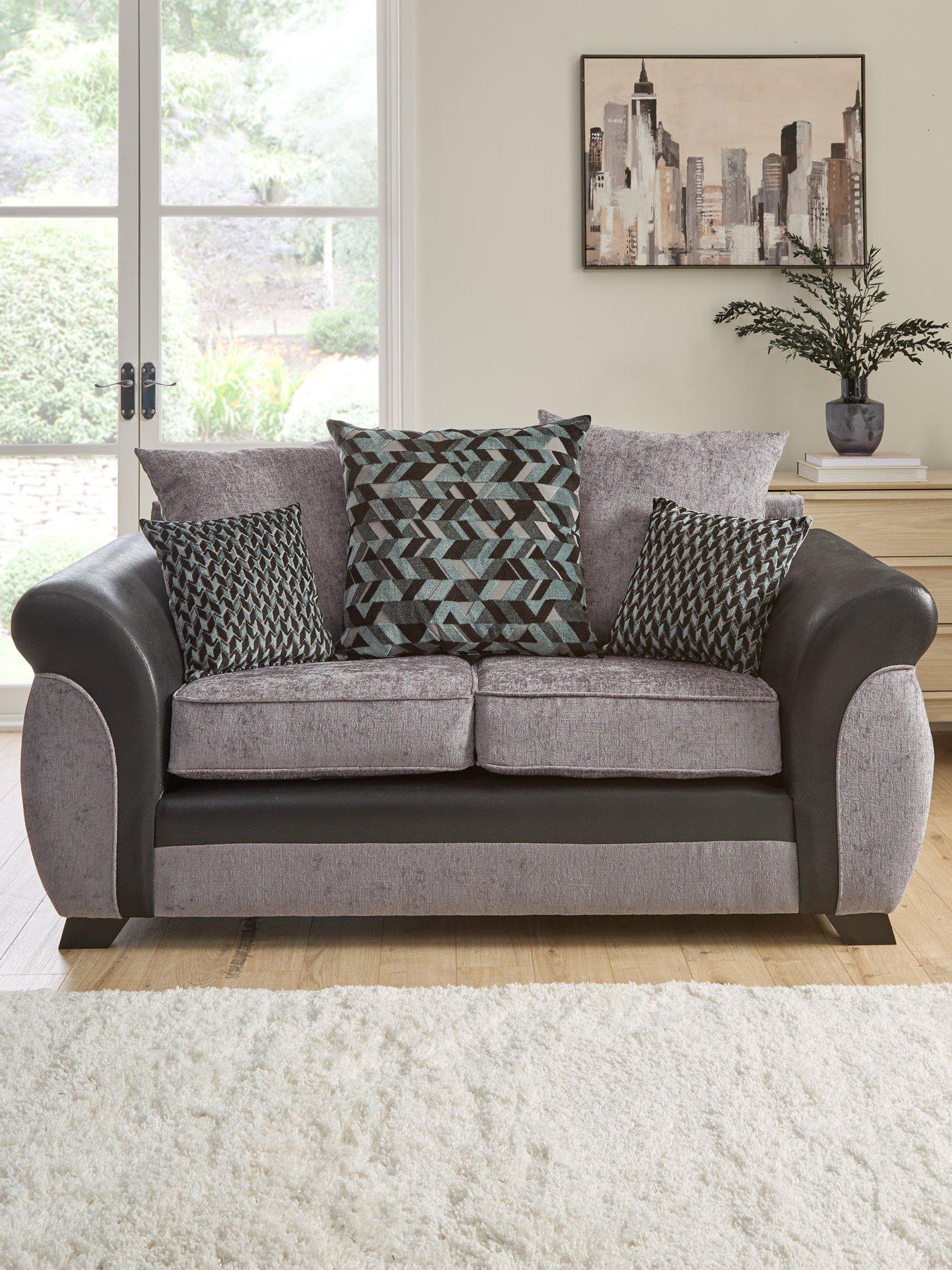 Product photograph of Very Home Narva Fabric Faux Leather 2 Seater Sofa from very.co.uk