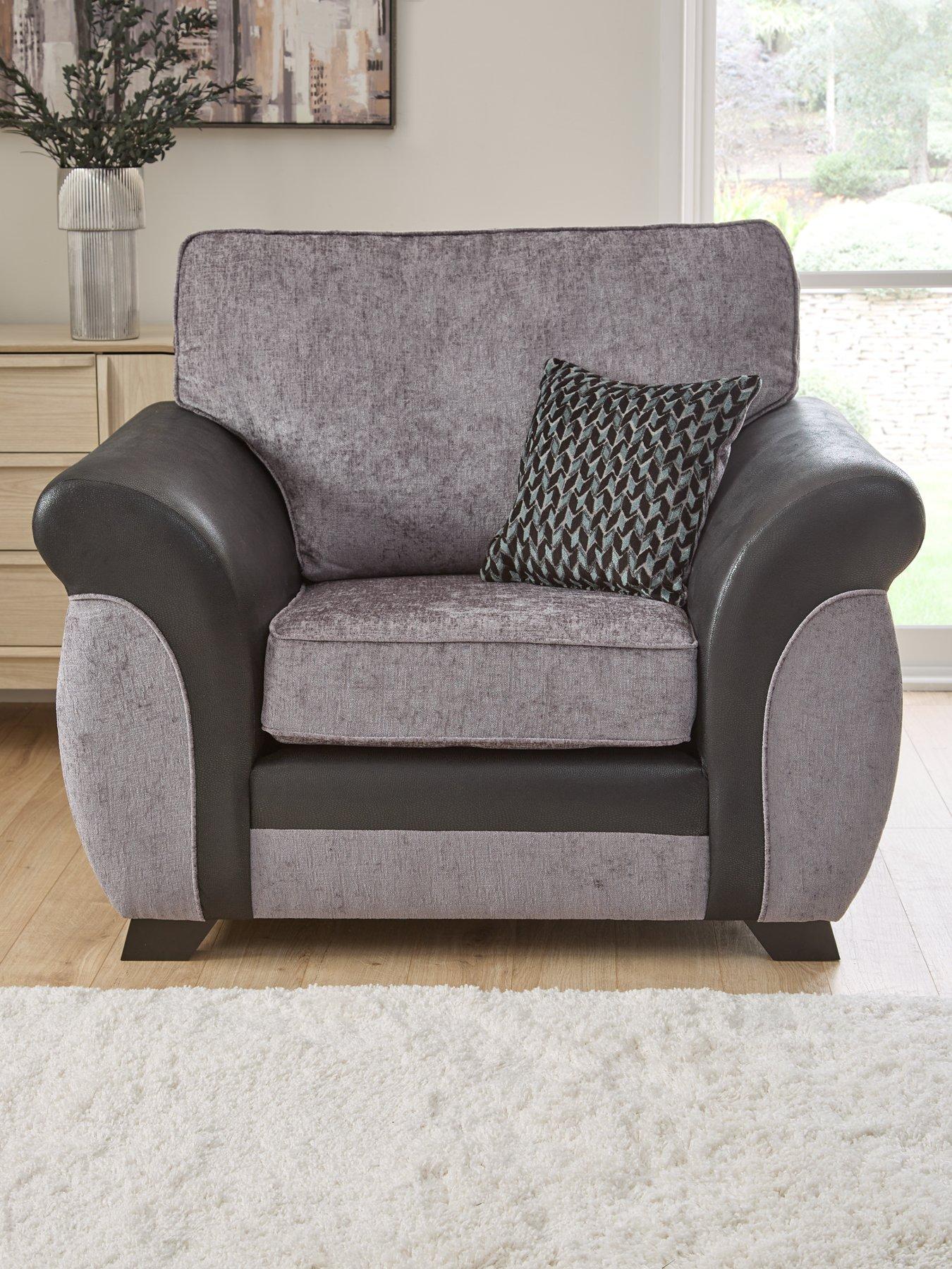 Product photograph of Very Home Narva Fabric Faux Leather Armchair from very.co.uk