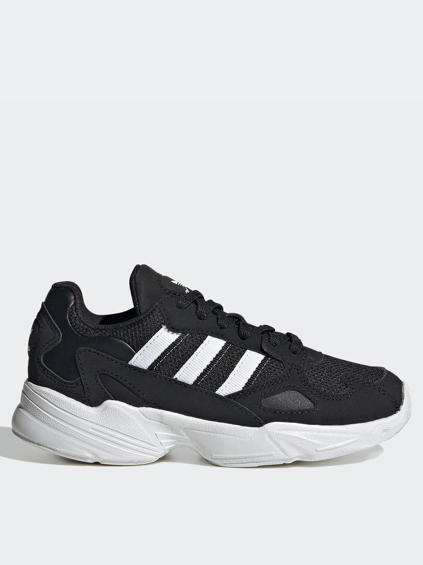 adidas Originals Kids Unisex Falcon Elastic Trainers - Black/White, Black/White, Size 1 Older