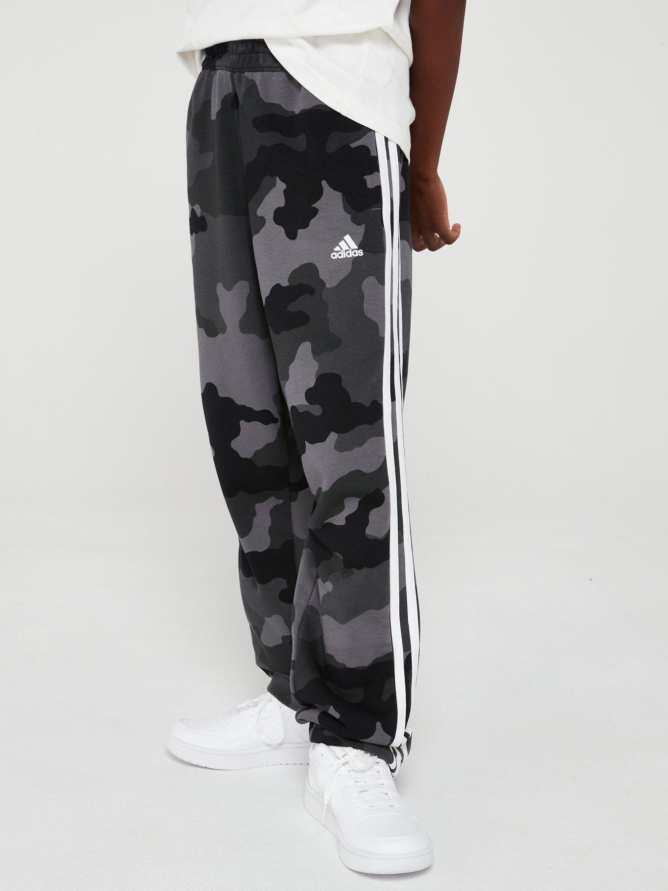 Junior Boys Essentials Camo Print Jogging Bottoms Grey