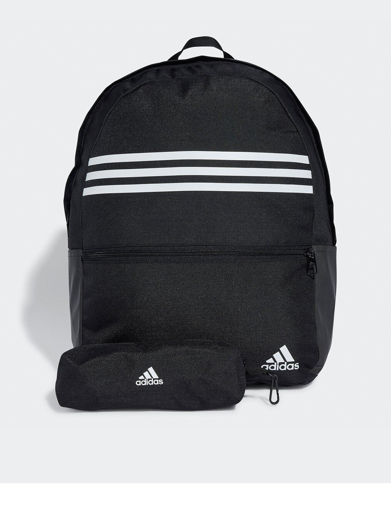 undefined Unisex Classix 3 Stripe Backpack With Pencil Case - Black/white