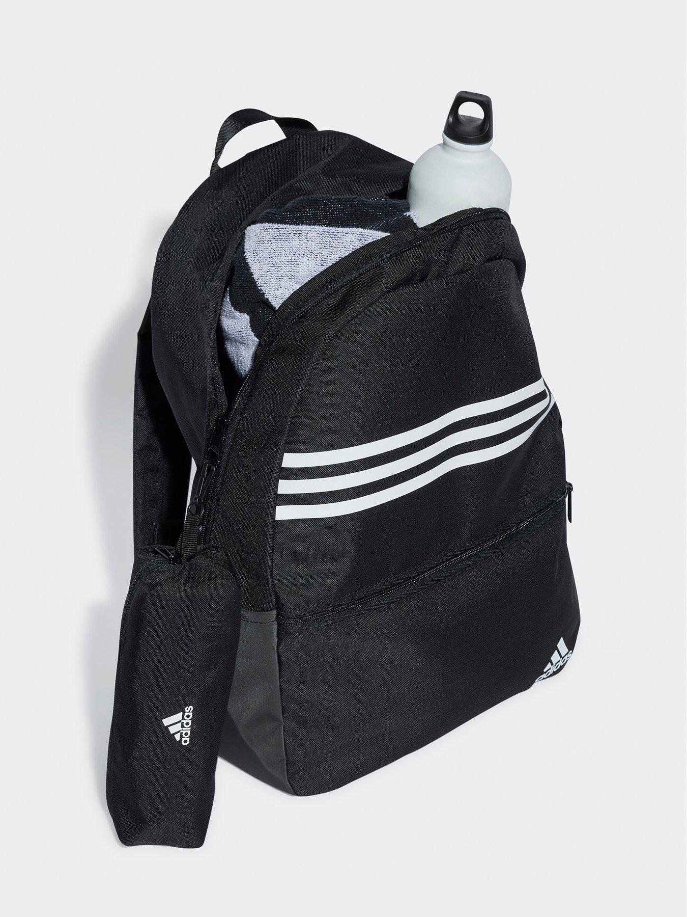 adidas Sportswear Unisex Classix 3 Stripe Backpack With Pencil Case Black white Very